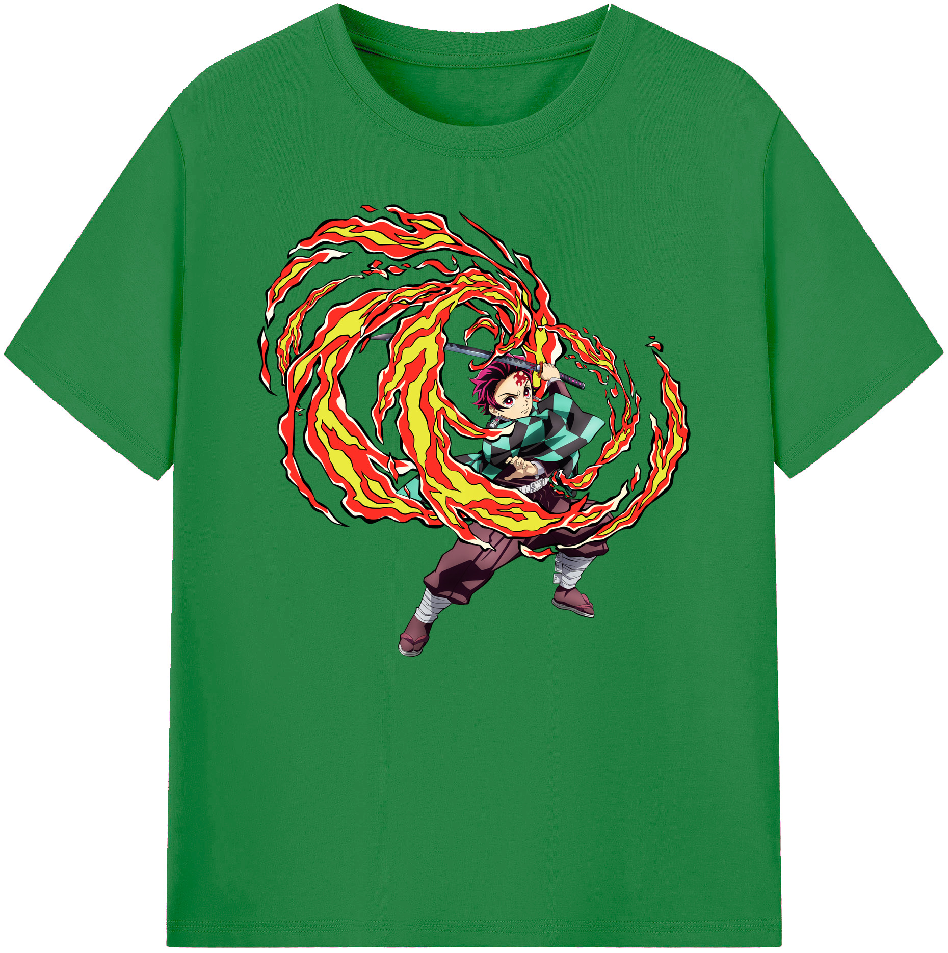 （画像用） 鬼滅の刃 竈門 炭治郎／かまど たんじろう Kamado Tanjirou 綿100％ メンズ半袖Tシャツ｜肌触りやわらか＆通気性