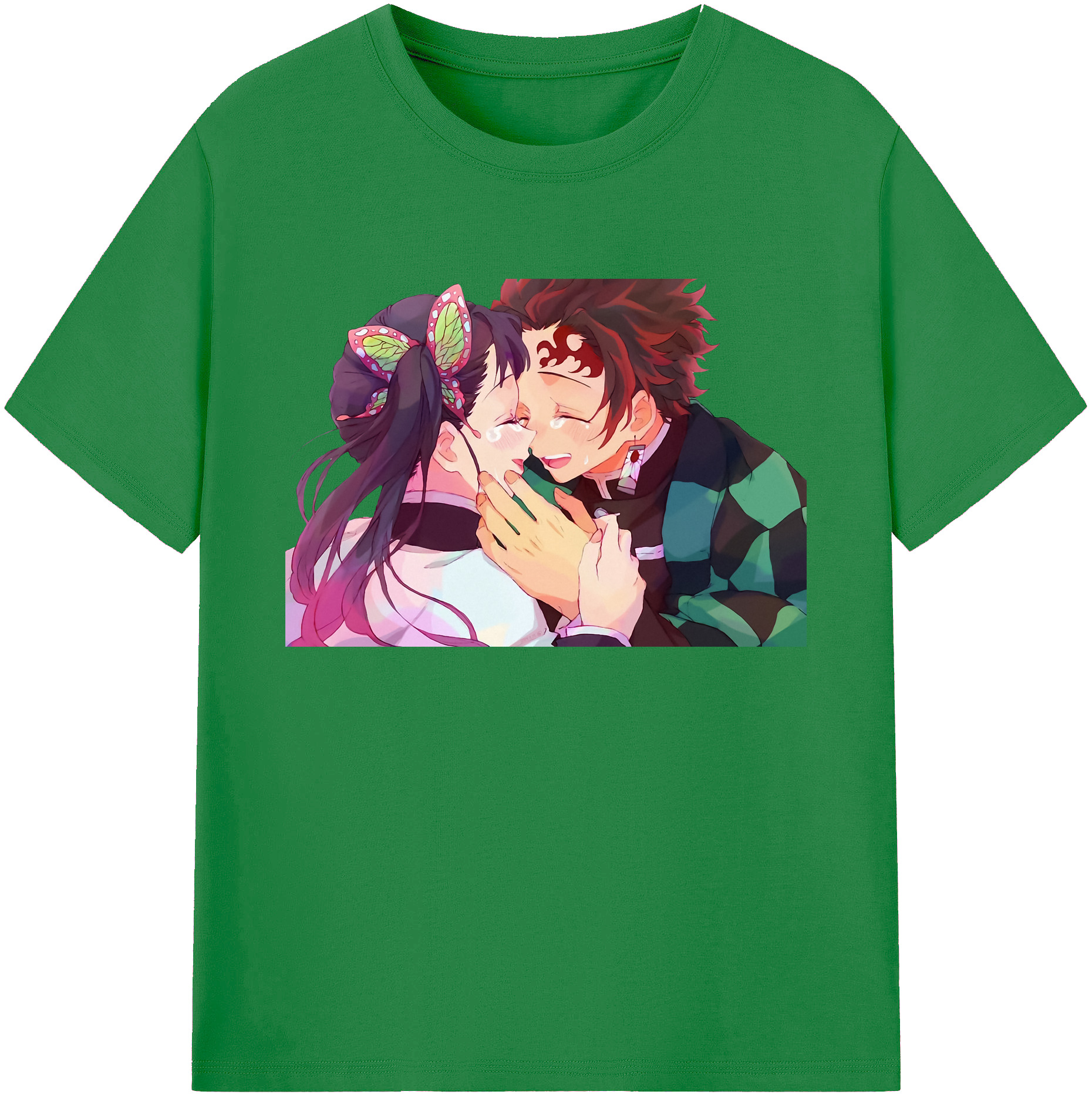 （画像用） 鬼滅の刃 竈門 炭治郎／かまど たんじろう Kamado Tanjirou 綿100％ メンズ半袖Tシャツ｜肌触りやわらか＆通気性