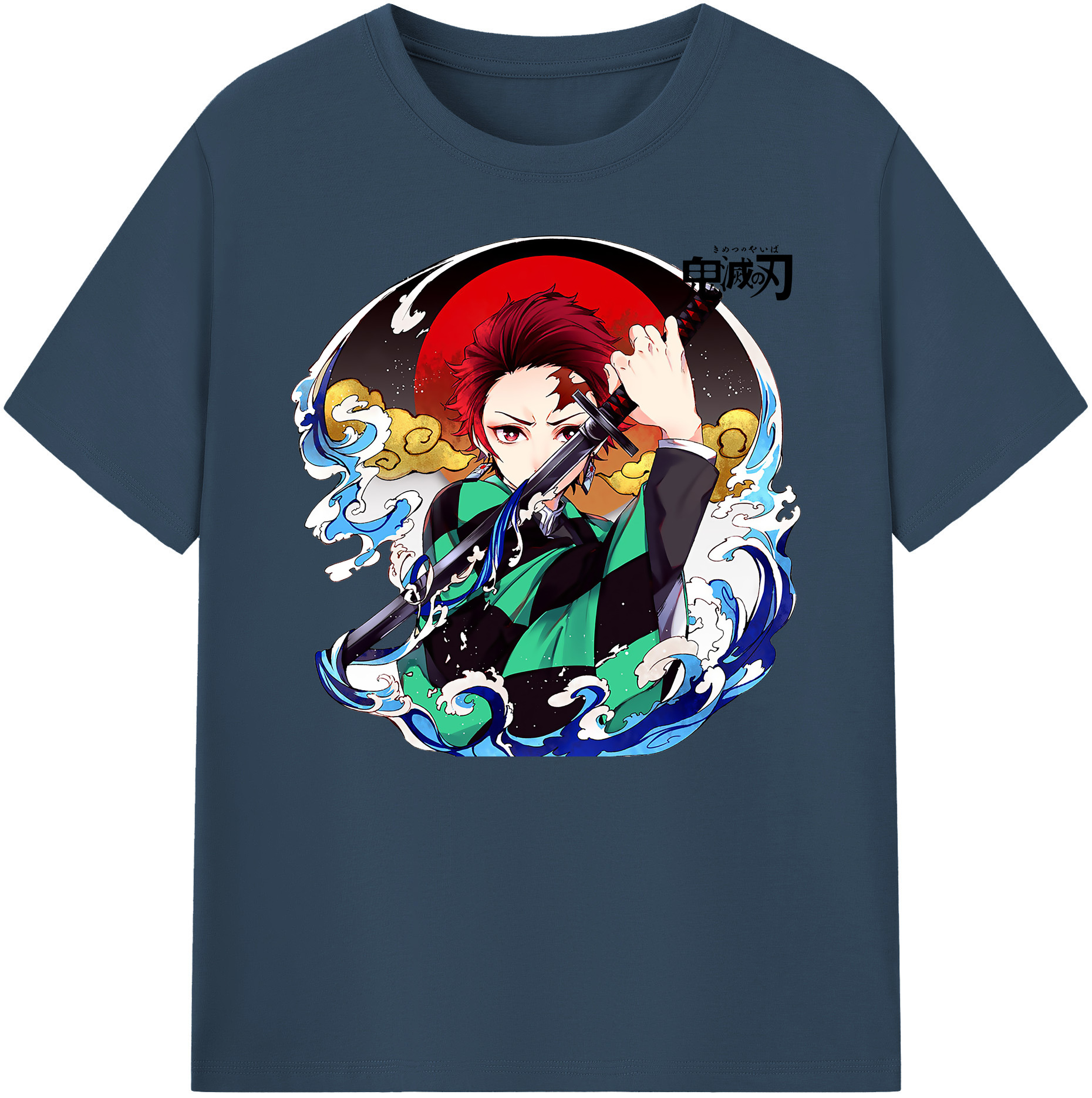 （画像用） 鬼滅の刃 竈門 炭治郎／かまど たんじろう Kamado Tanjirou 綿100％ メンズ半袖Tシャツ｜肌触りやわらか＆通気性