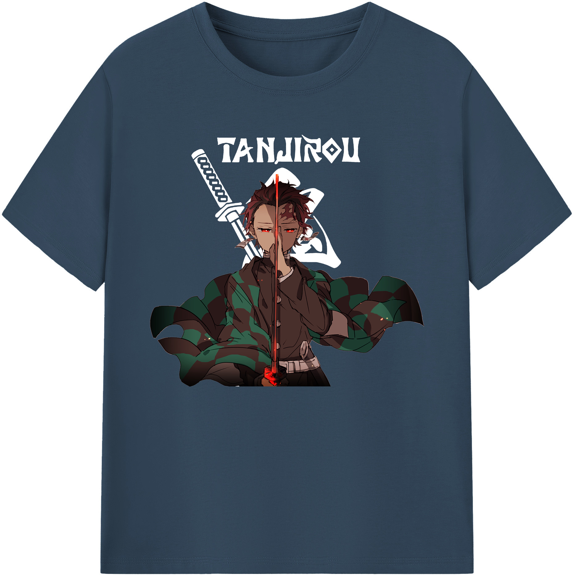 （画像用） 鬼滅の刃 竈門 炭治郎／かまど たんじろう Kamado Tanjirou 綿100％ メンズ半袖Tシャツ｜肌触りやわらか＆通気性