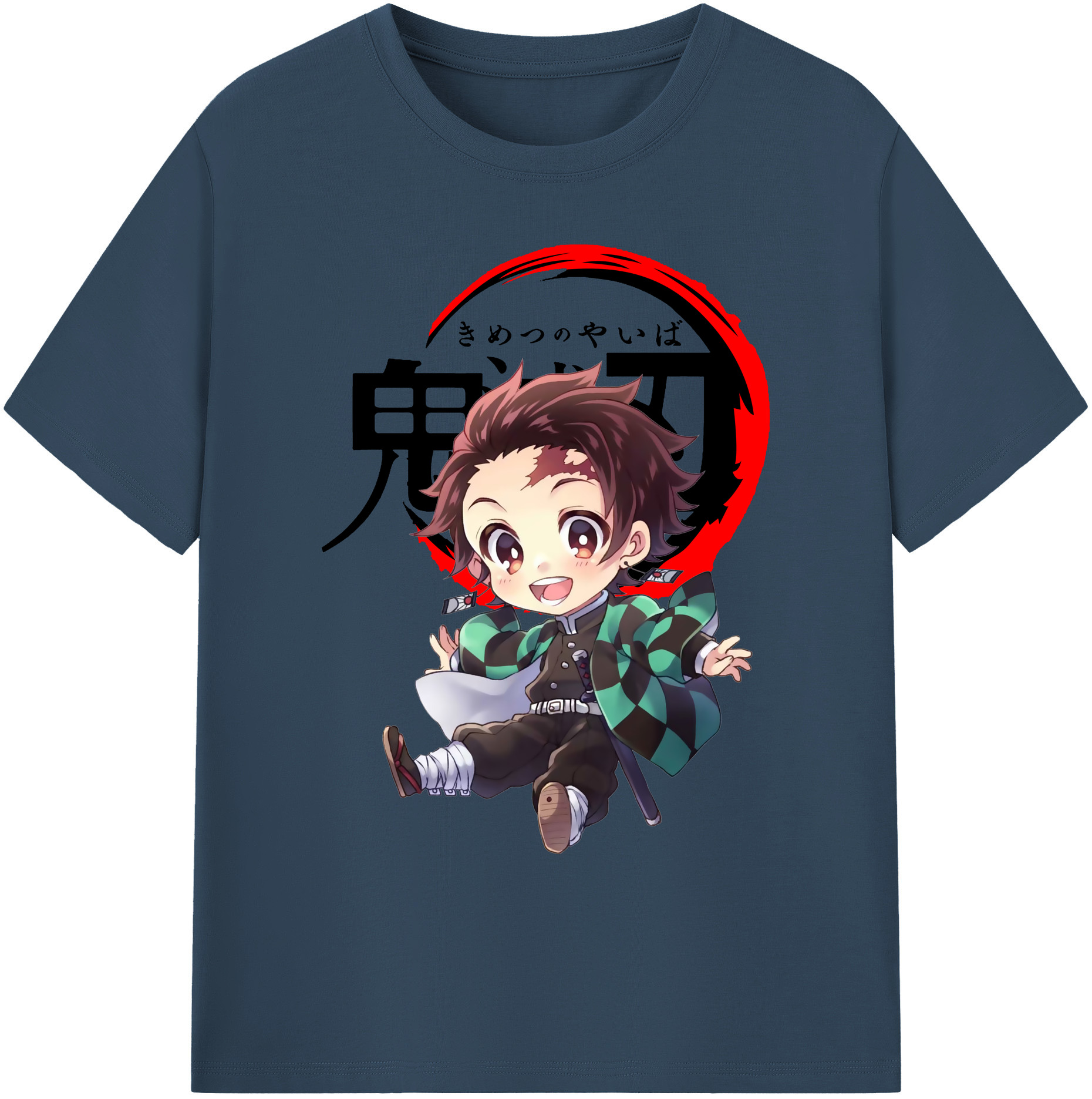 （画像用） 鬼滅の刃 竈門 炭治郎／かまど たんじろう Kamado Tanjirou 綿100％ メンズ半袖Tシャツ｜肌触りやわらか＆通気性