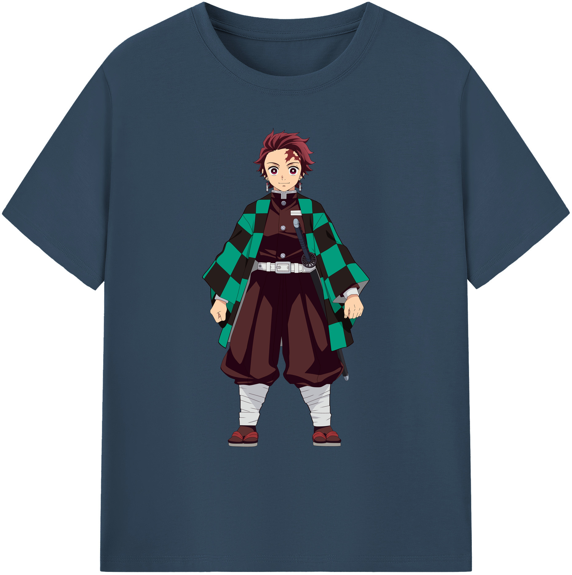 （画像用） 鬼滅の刃 竈門 炭治郎／かまど たんじろう Kamado Tanjirou 綿100％ メンズ半袖Tシャツ｜肌触りやわらか＆通気性