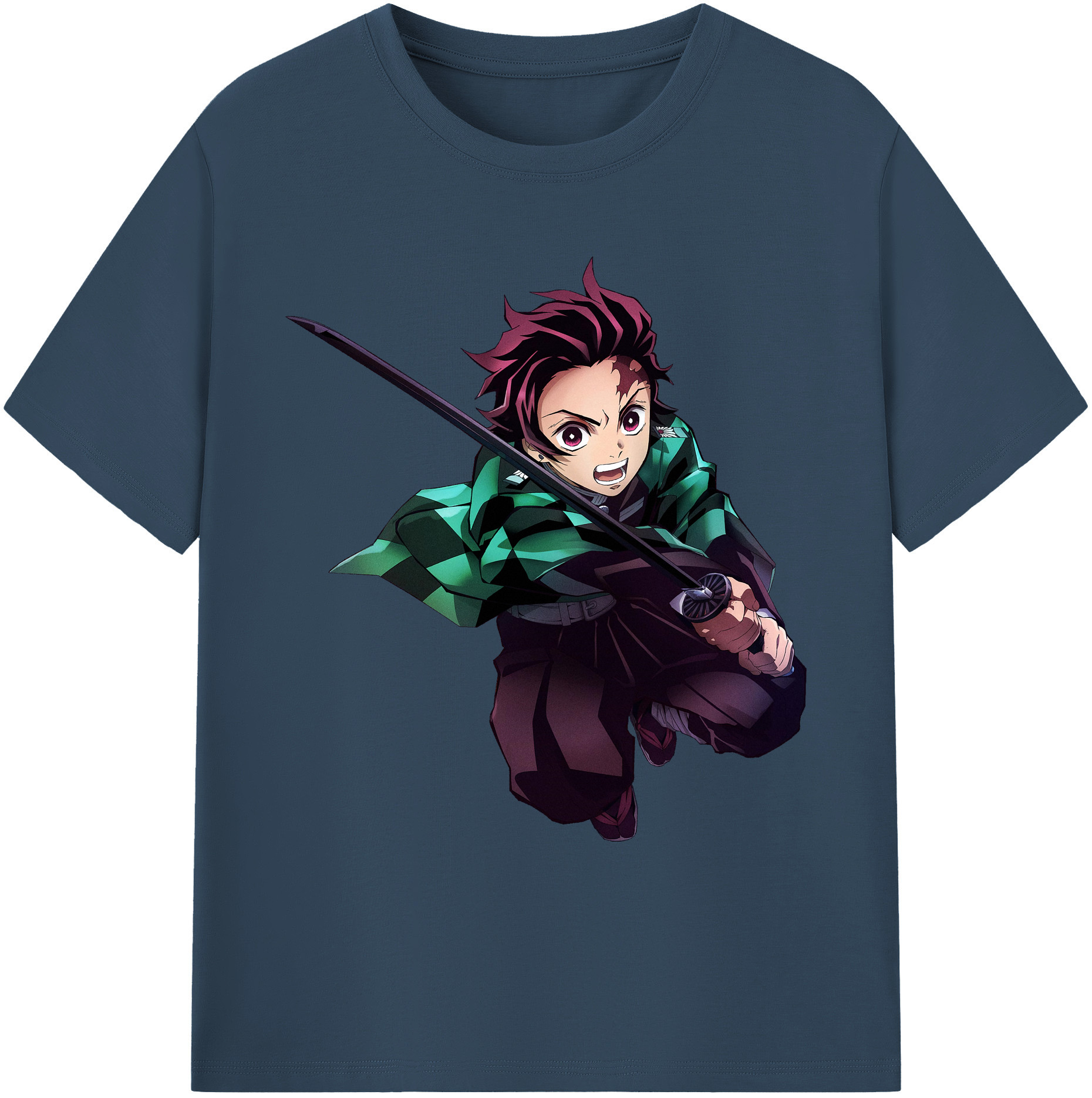 （画像用） 鬼滅の刃 竈門 炭治郎／かまど たんじろう Kamado Tanjirou 綿100％ メンズ半袖Tシャツ｜肌触りやわらか＆通気性