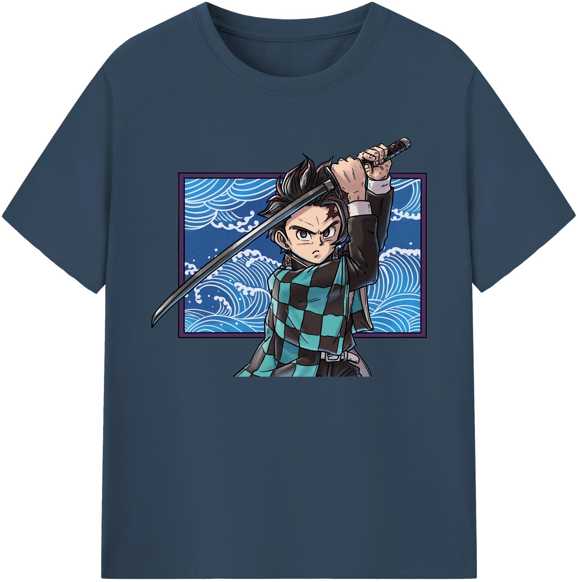 （画像用） 鬼滅の刃 竈門 炭治郎／かまど たんじろう Kamado Tanjirou 綿100％ メンズ半袖Tシャツ｜肌触りやわらか＆通気性