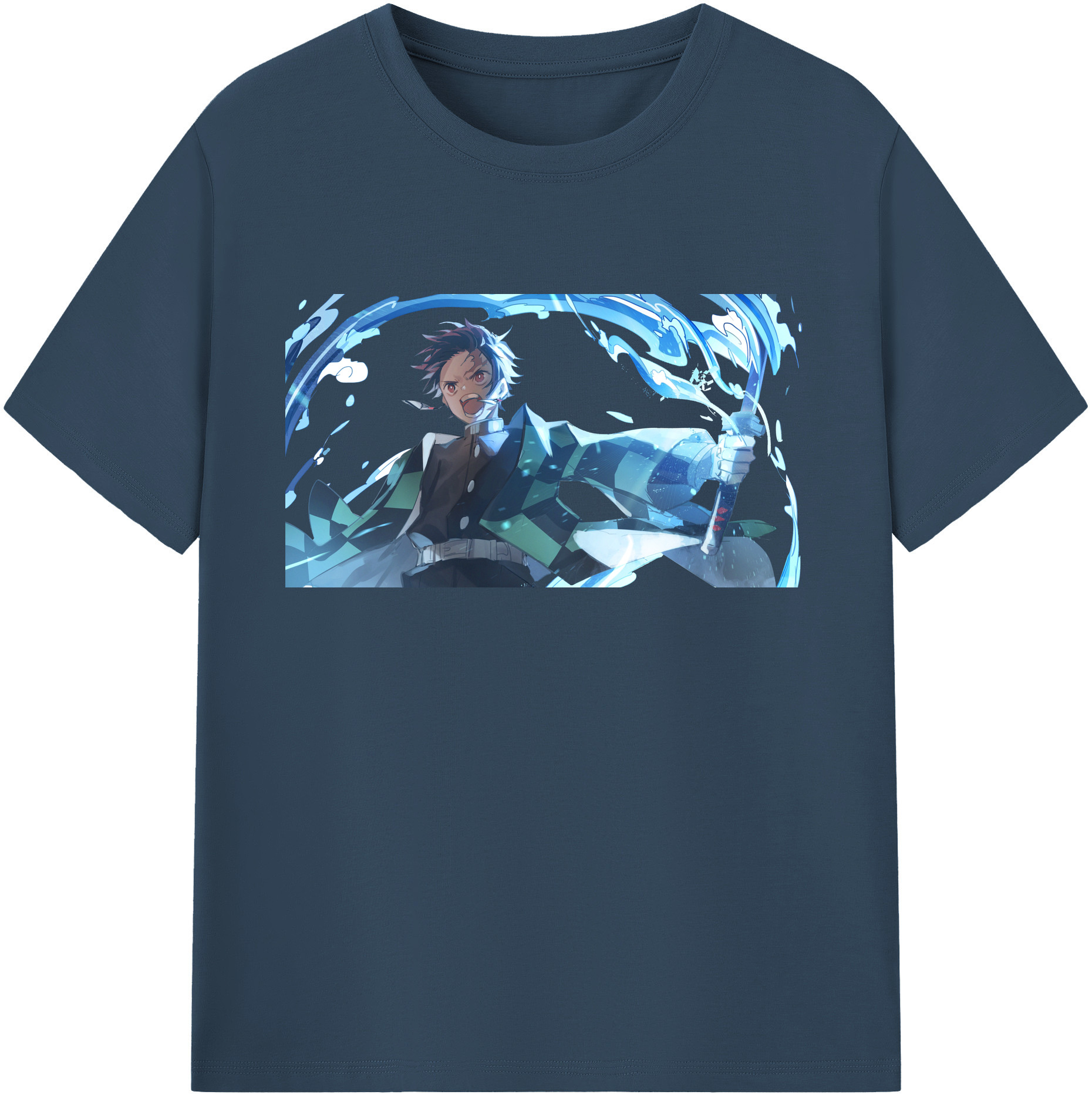 （画像用） 鬼滅の刃 竈門 炭治郎／かまど たんじろう Kamado Tanjirou 綿100％ メンズ半袖Tシャツ｜肌触りやわらか＆通気性