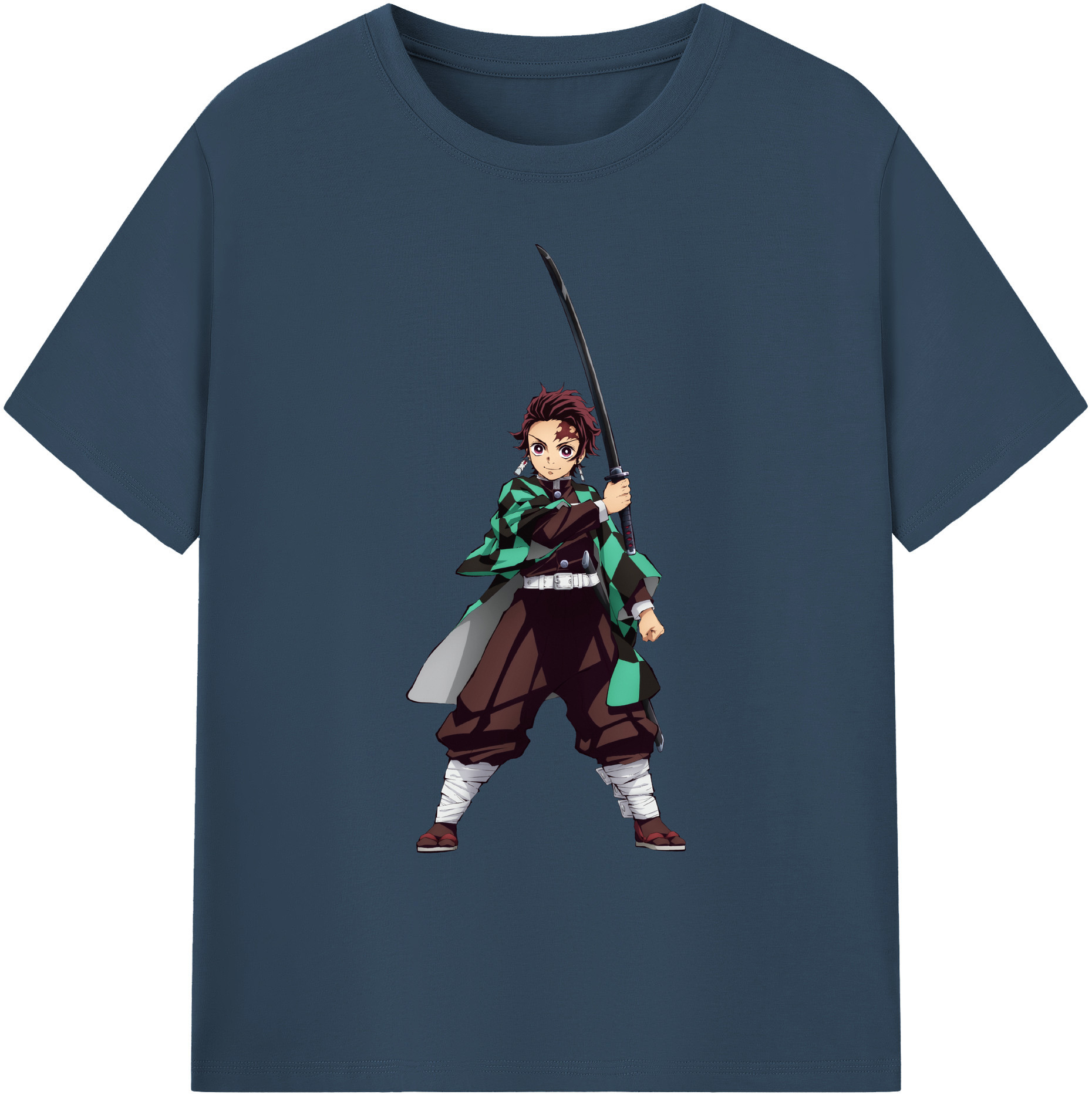 （画像用） 鬼滅の刃 竈門 炭治郎／かまど たんじろう Kamado Tanjirou 綿100％ メンズ半袖Tシャツ｜肌触りやわらか＆通気性
