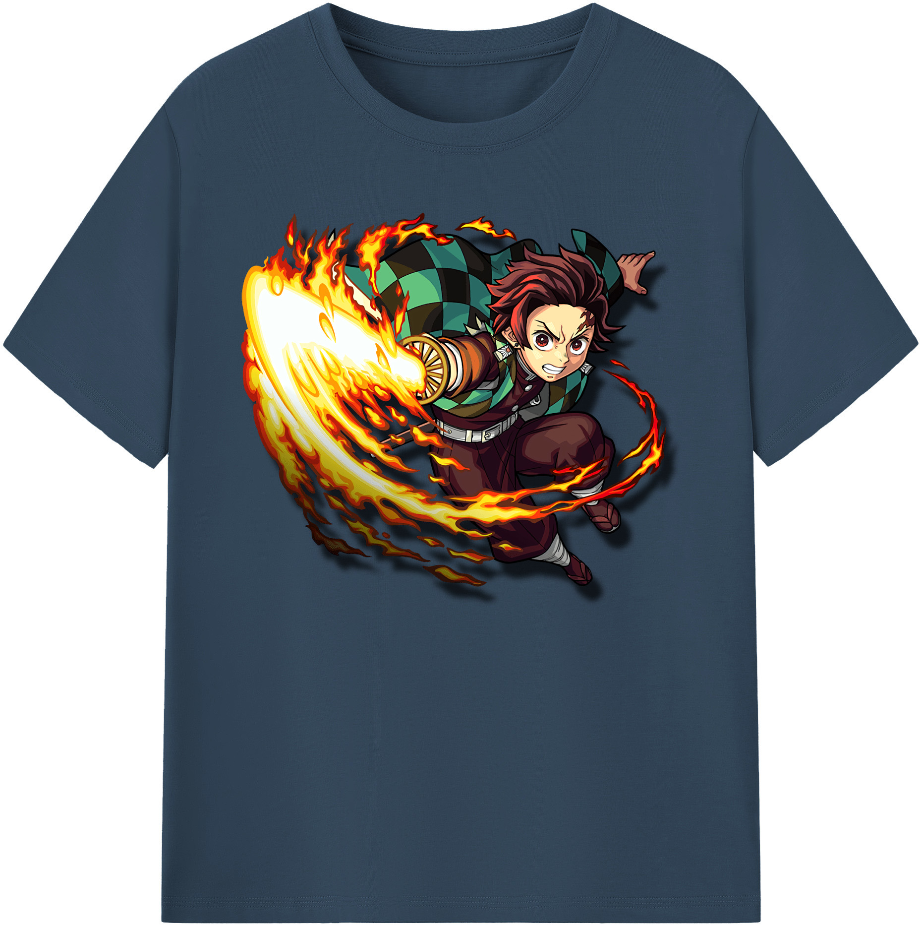 （画像用） 鬼滅の刃 竈門 炭治郎／かまど たんじろう Kamado Tanjirou 綿100％ メンズ半袖Tシャツ｜肌触りやわらか＆通気性