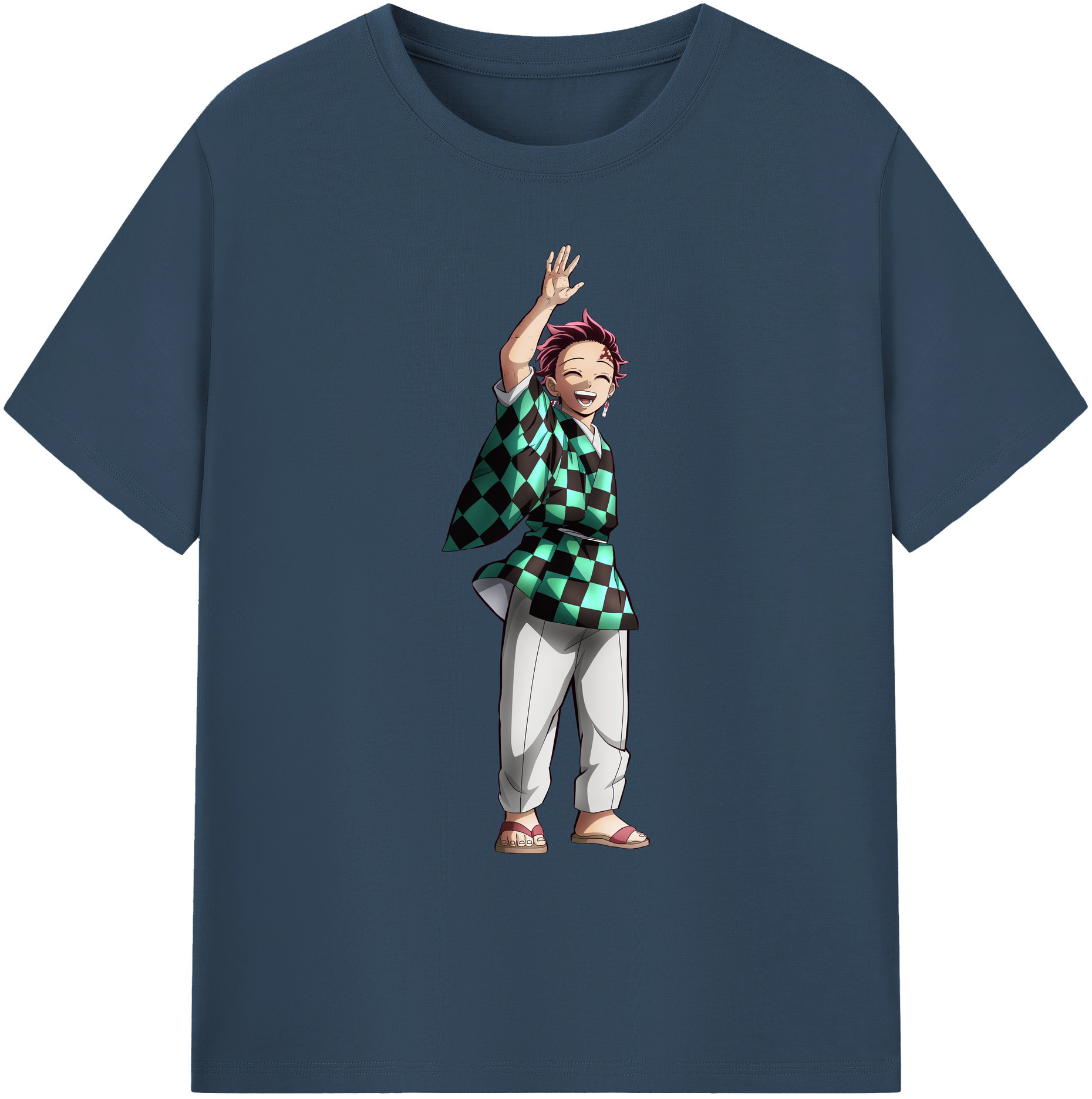 （画像用） 鬼滅の刃 竈門 炭治郎／かまど たんじろう Kamado Tanjirou 綿100％ メンズ半袖Tシャツ｜肌触りやわらか＆通気性