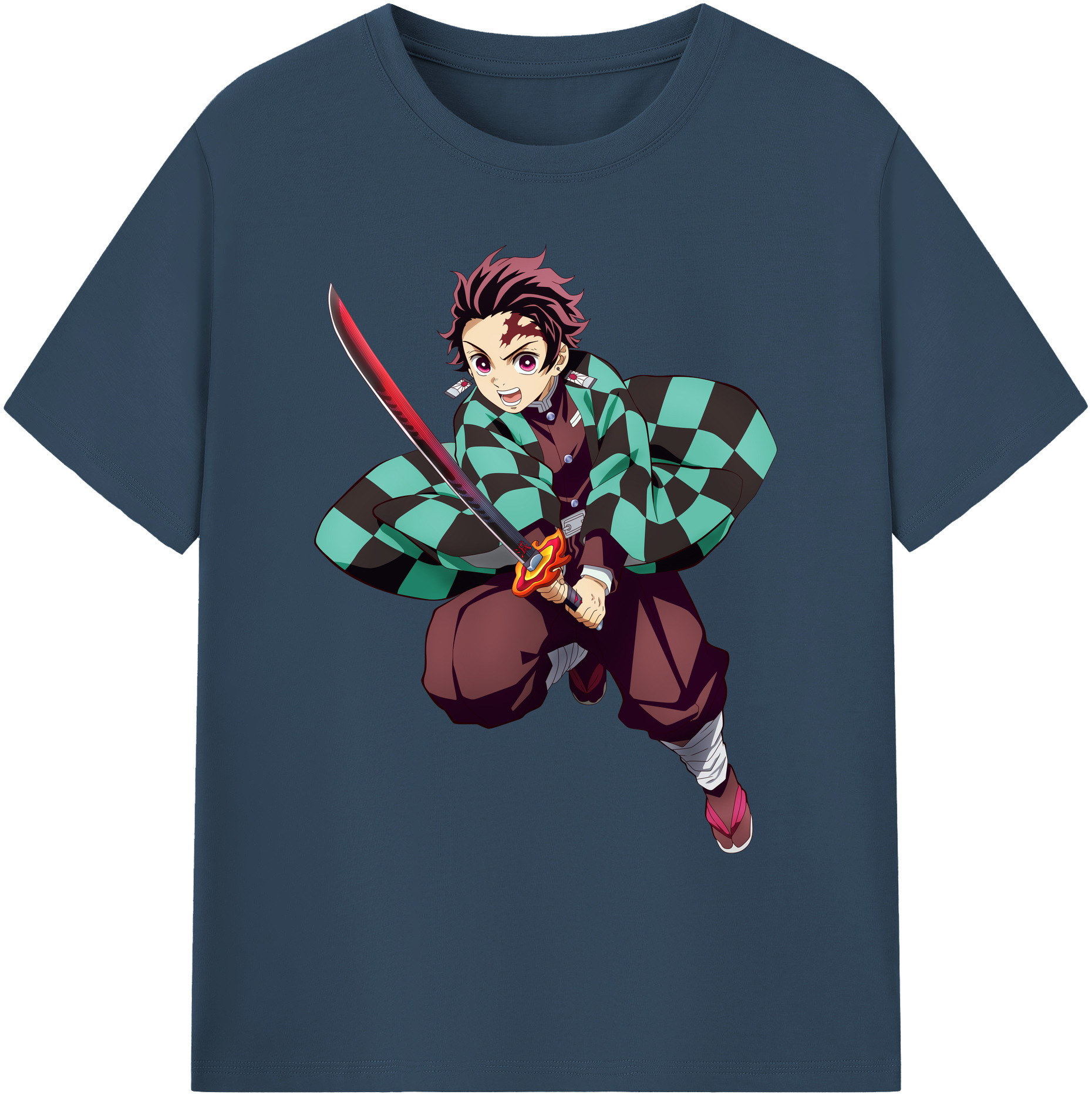 （画像用） 鬼滅の刃 竈門 炭治郎／かまど たんじろう Kamado Tanjirou 綿100％ メンズ半袖Tシャツ｜肌触りやわらか＆通気性