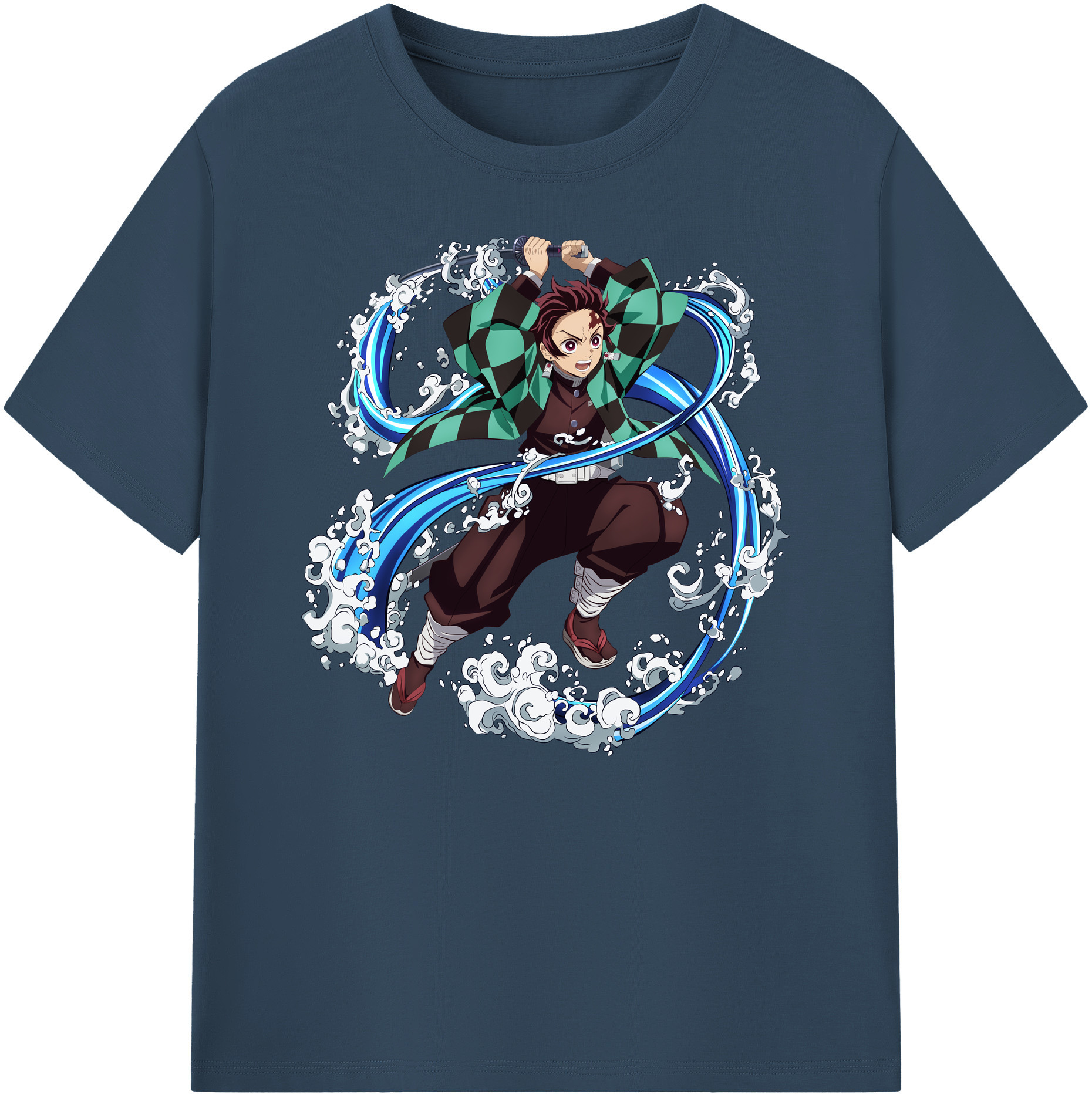 （画像用） 鬼滅の刃 竈門 炭治郎／かまど たんじろう Kamado Tanjirou 綿100％ メンズ半袖Tシャツ｜肌触りやわらか＆通気性
