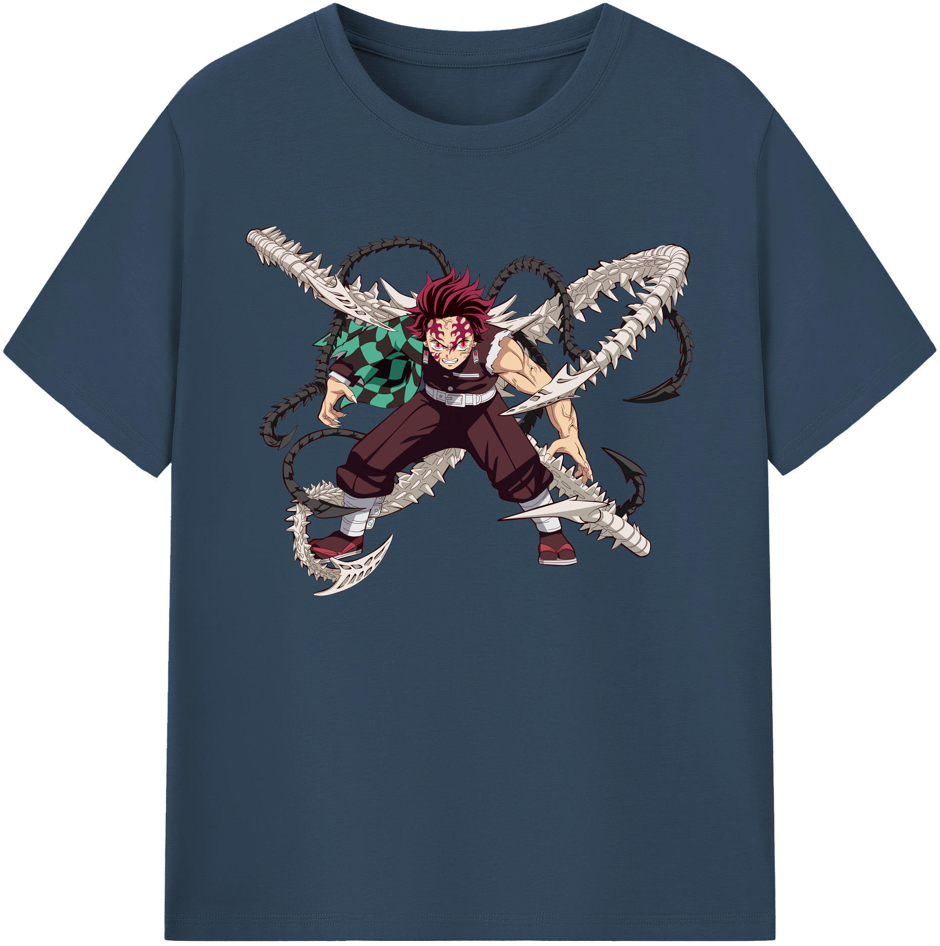（画像用） 鬼滅の刃 竈門 炭治郎／かまど たんじろう Kamado Tanjirou 綿100％ メンズ半袖Tシャツ｜肌触りやわらか＆通気性