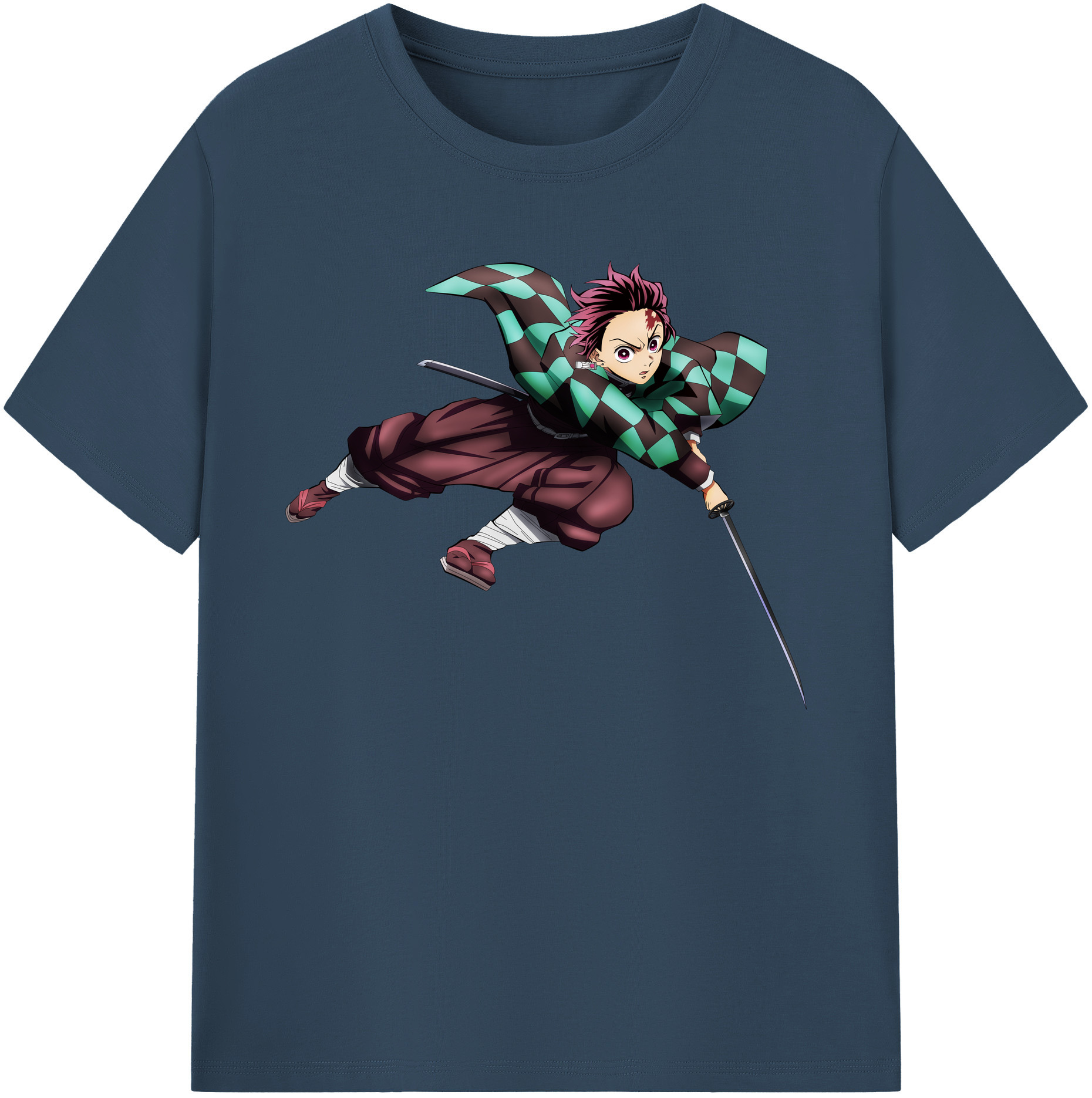 （画像用） 鬼滅の刃 竈門 炭治郎／かまど たんじろう Kamado Tanjirou 綿100％ メンズ半袖Tシャツ｜肌触りやわらか＆通気性