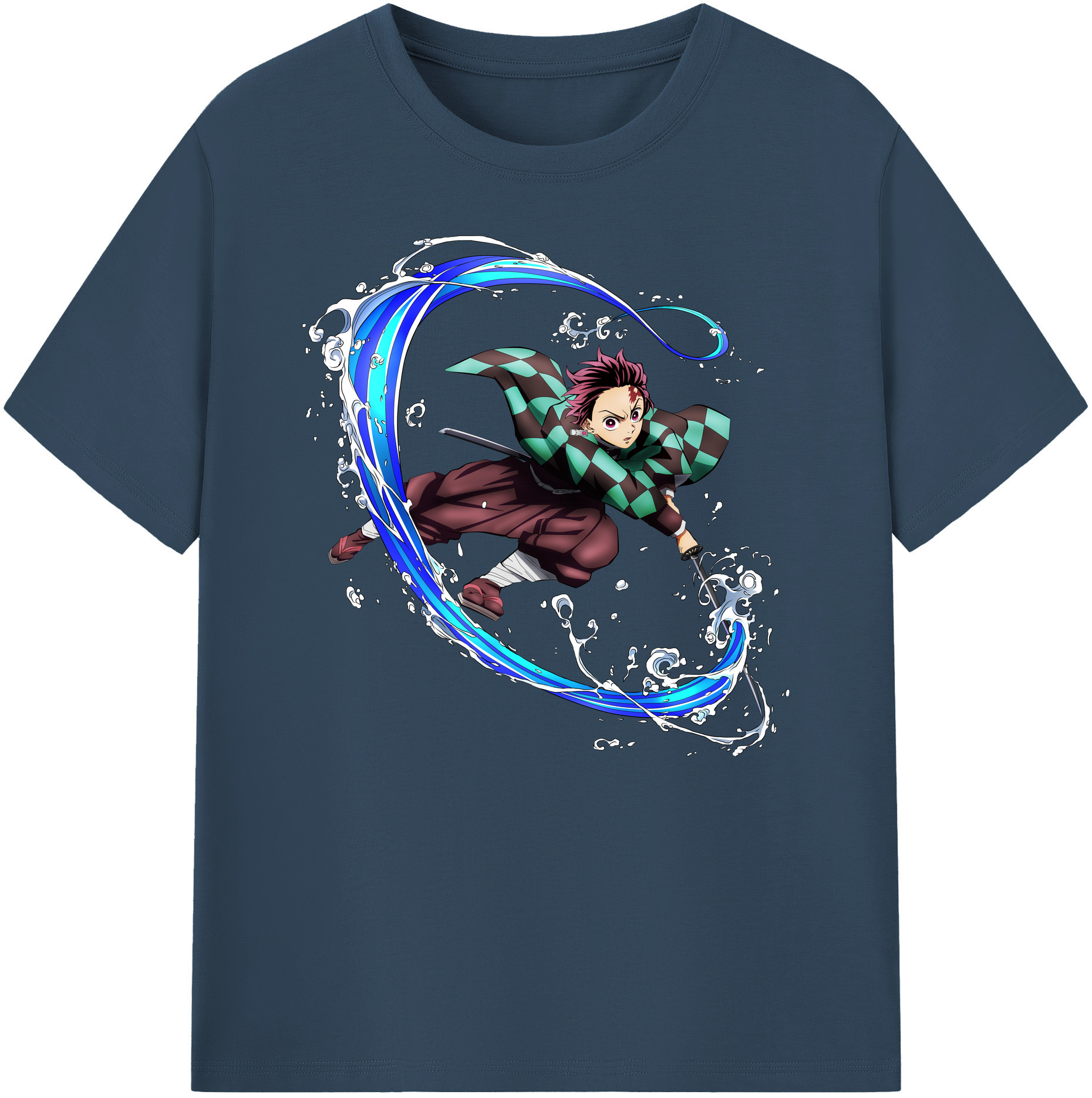 （画像用） 鬼滅の刃 竈門 炭治郎／かまど たんじろう Kamado Tanjirou 綿100％ メンズ半袖Tシャツ｜肌触りやわらか＆通気性