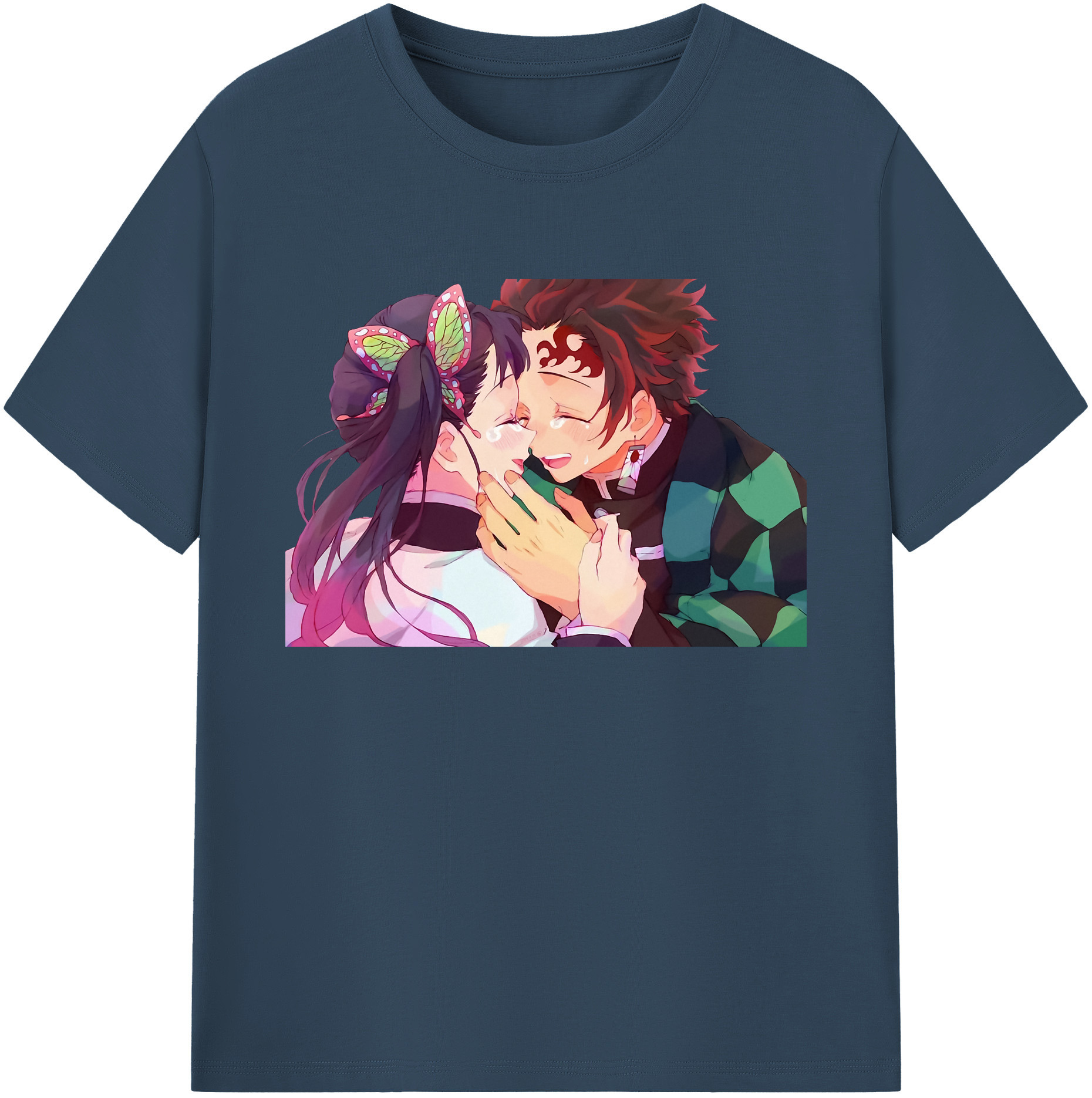 （画像用） 鬼滅の刃 竈門 炭治郎／かまど たんじろう Kamado Tanjirou 綿100％ メンズ半袖Tシャツ｜肌触りやわらか＆通気性