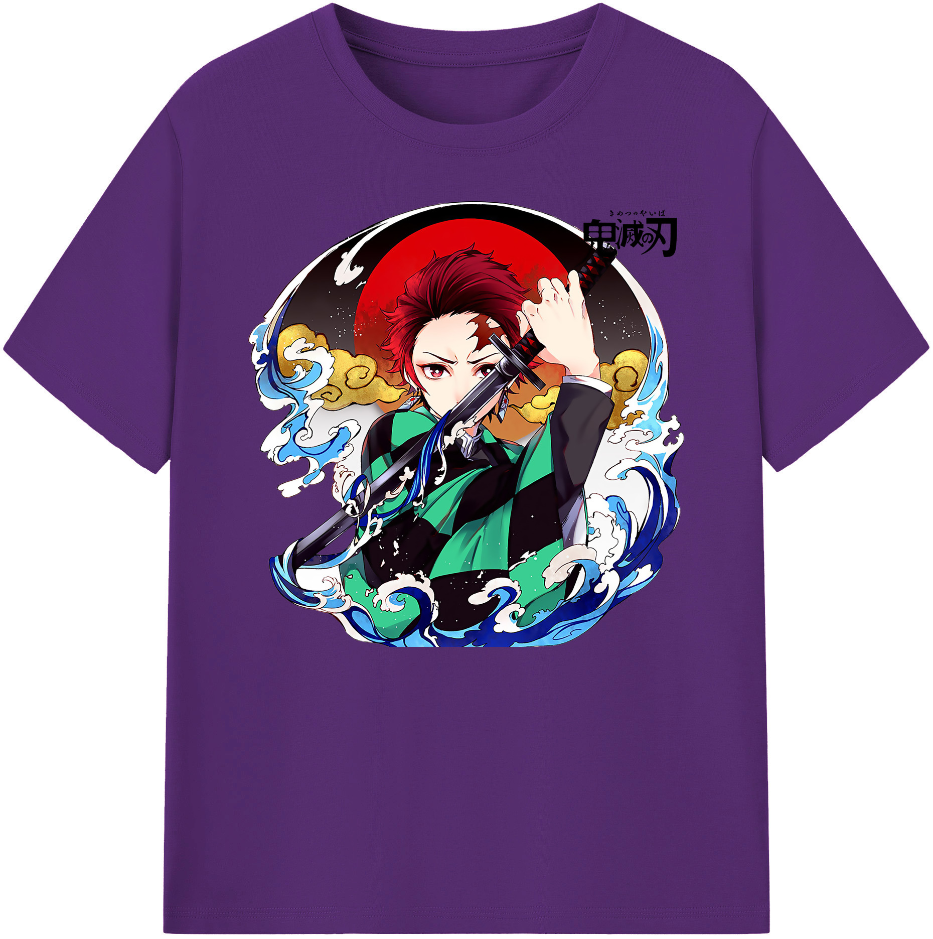 （画像用） 鬼滅の刃 竈門 炭治郎／かまど たんじろう Kamado Tanjirou 綿100％ メンズ半袖Tシャツ｜肌触りやわらか＆通気性