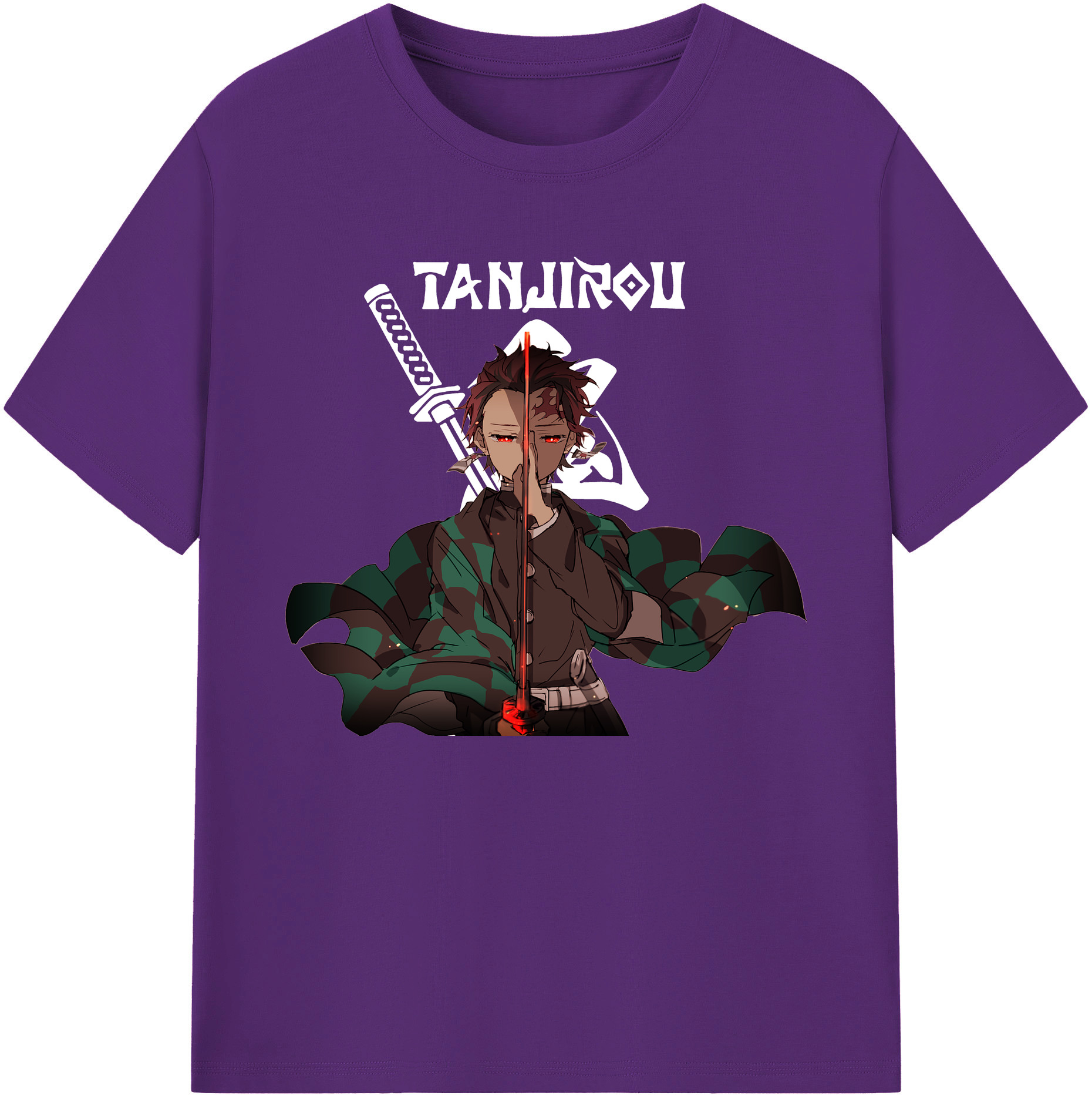 （画像用） 鬼滅の刃 竈門 炭治郎／かまど たんじろう Kamado Tanjirou 綿100％ メンズ半袖Tシャツ｜肌触りやわらか＆通気性