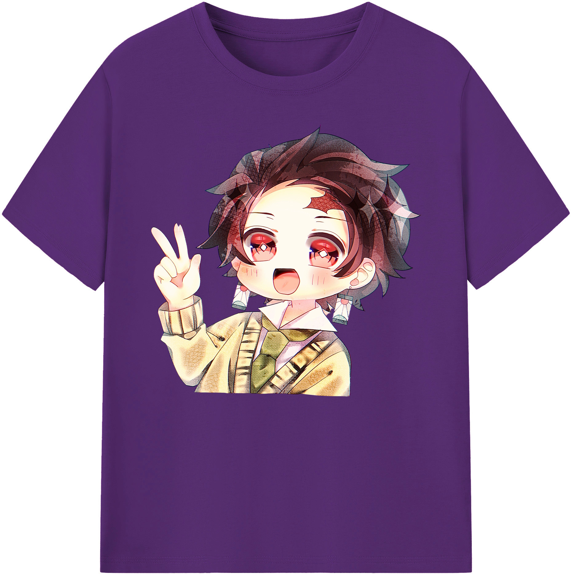 （画像用） 鬼滅の刃 竈門 炭治郎／かまど たんじろう Kamado Tanjirou 綿100％ メンズ半袖Tシャツ｜肌触りやわらか＆通気性