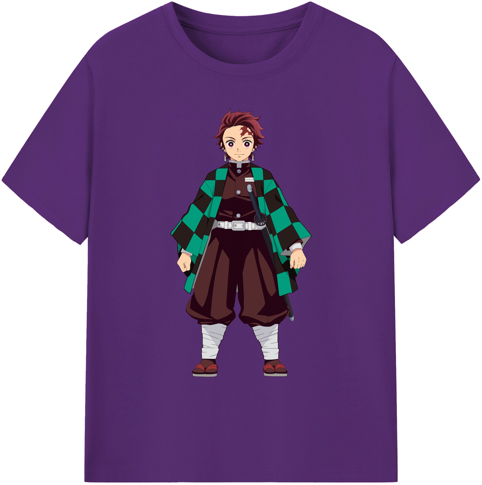 （画像用） 鬼滅の刃 竈門 炭治郎／かまど たんじろう Kamado Tanjirou 綿100％ メンズ半袖Tシャツ｜肌触りやわらか＆通気性