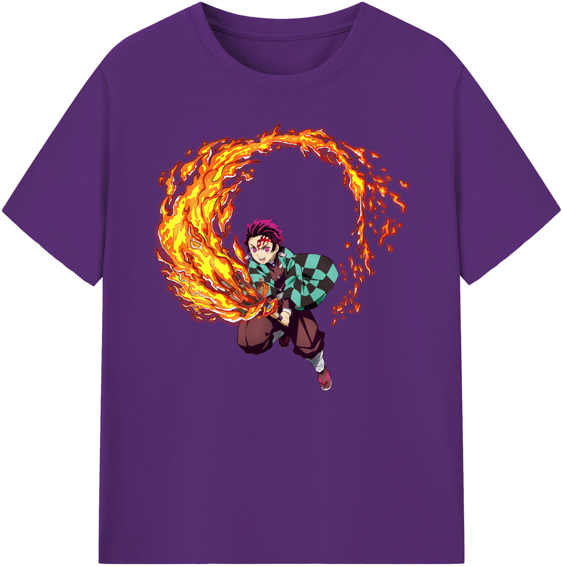 （画像用） 鬼滅の刃 竈門 炭治郎／かまど たんじろう Kamado Tanjirou 綿100％ メンズ半袖Tシャツ｜肌触りやわらか＆通気性