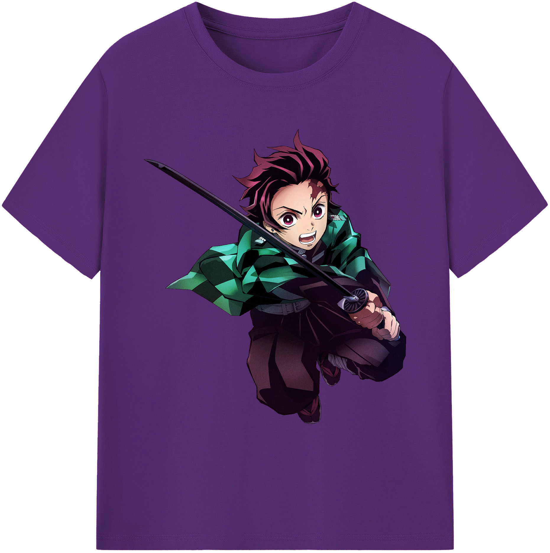 （画像用） 鬼滅の刃 竈門 炭治郎／かまど たんじろう Kamado Tanjirou 綿100％ メンズ半袖Tシャツ｜肌触りやわらか＆通気性