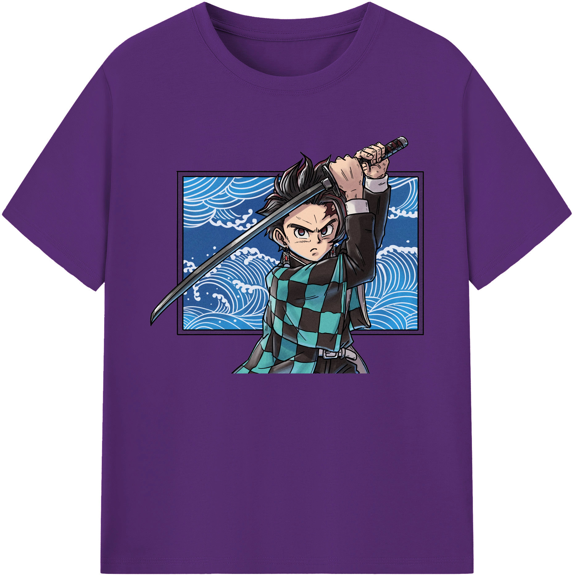 （画像用） 鬼滅の刃 竈門 炭治郎／かまど たんじろう Kamado Tanjirou 綿100％ メンズ半袖Tシャツ｜肌触りやわらか＆通気性