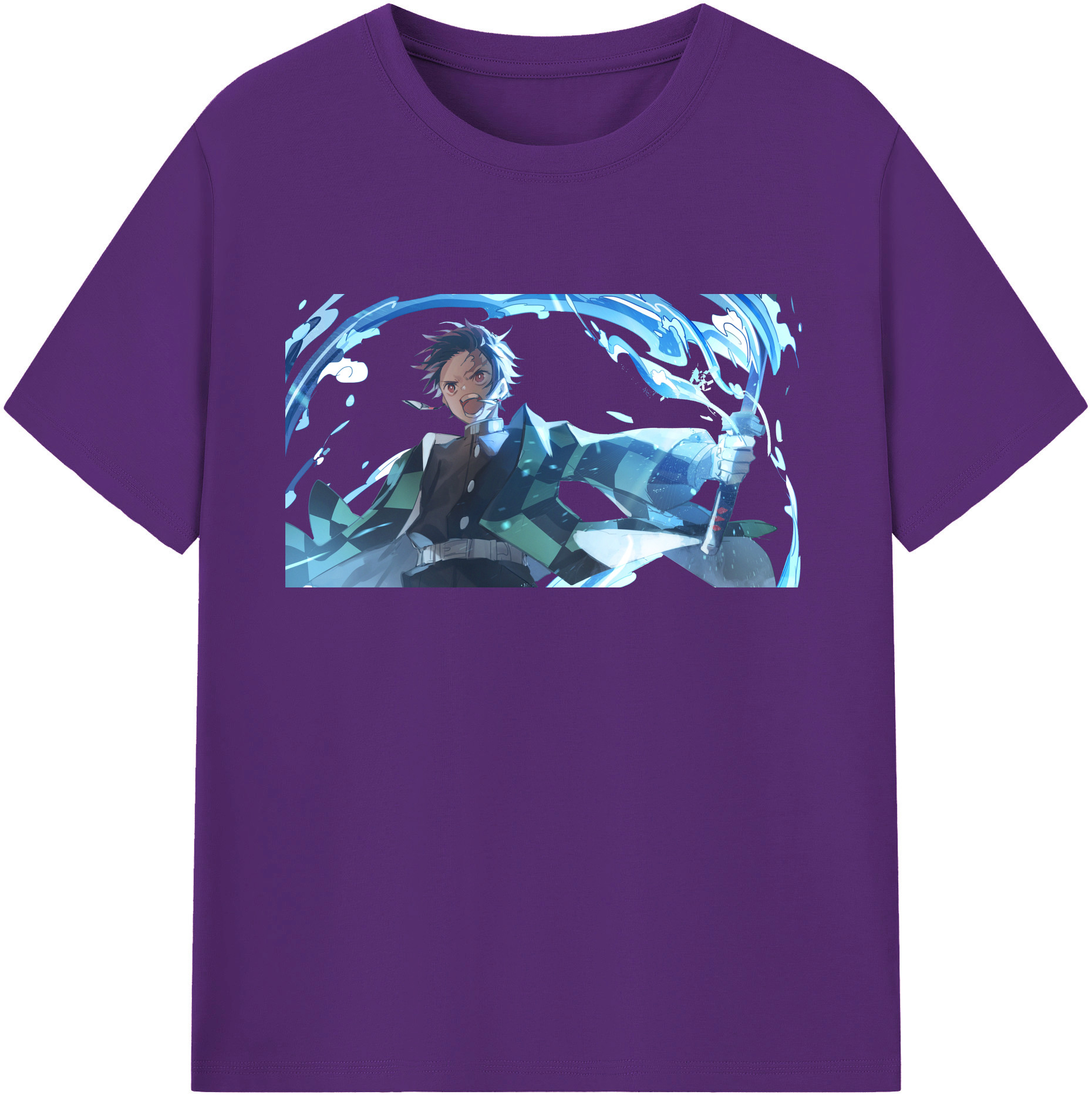 （画像用） 鬼滅の刃 竈門 炭治郎／かまど たんじろう Kamado Tanjirou 綿100％ メンズ半袖Tシャツ｜肌触りやわらか＆通気性