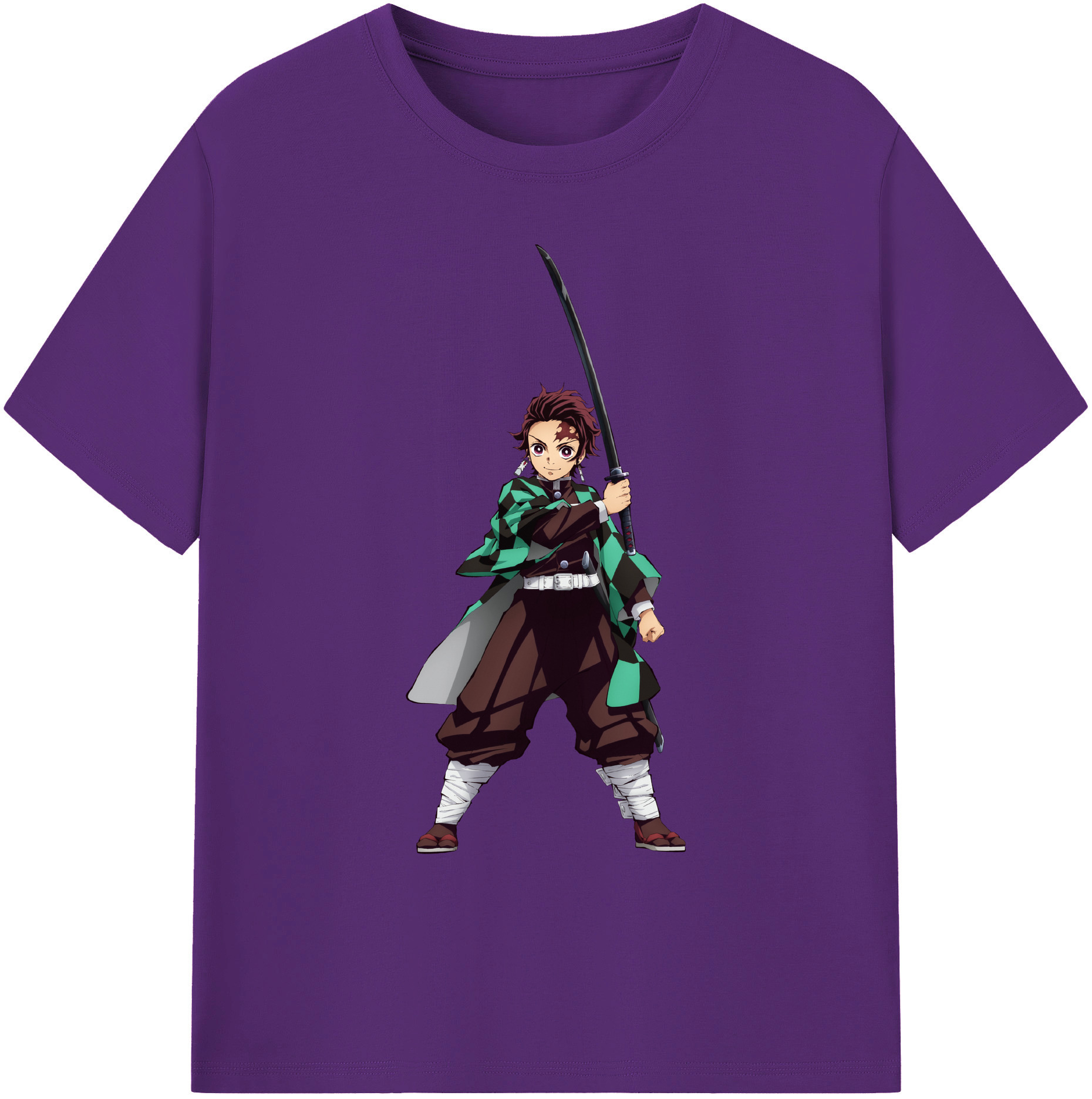 （画像用） 鬼滅の刃 竈門 炭治郎／かまど たんじろう Kamado Tanjirou 綿100％ メンズ半袖Tシャツ｜肌触りやわらか＆通気性