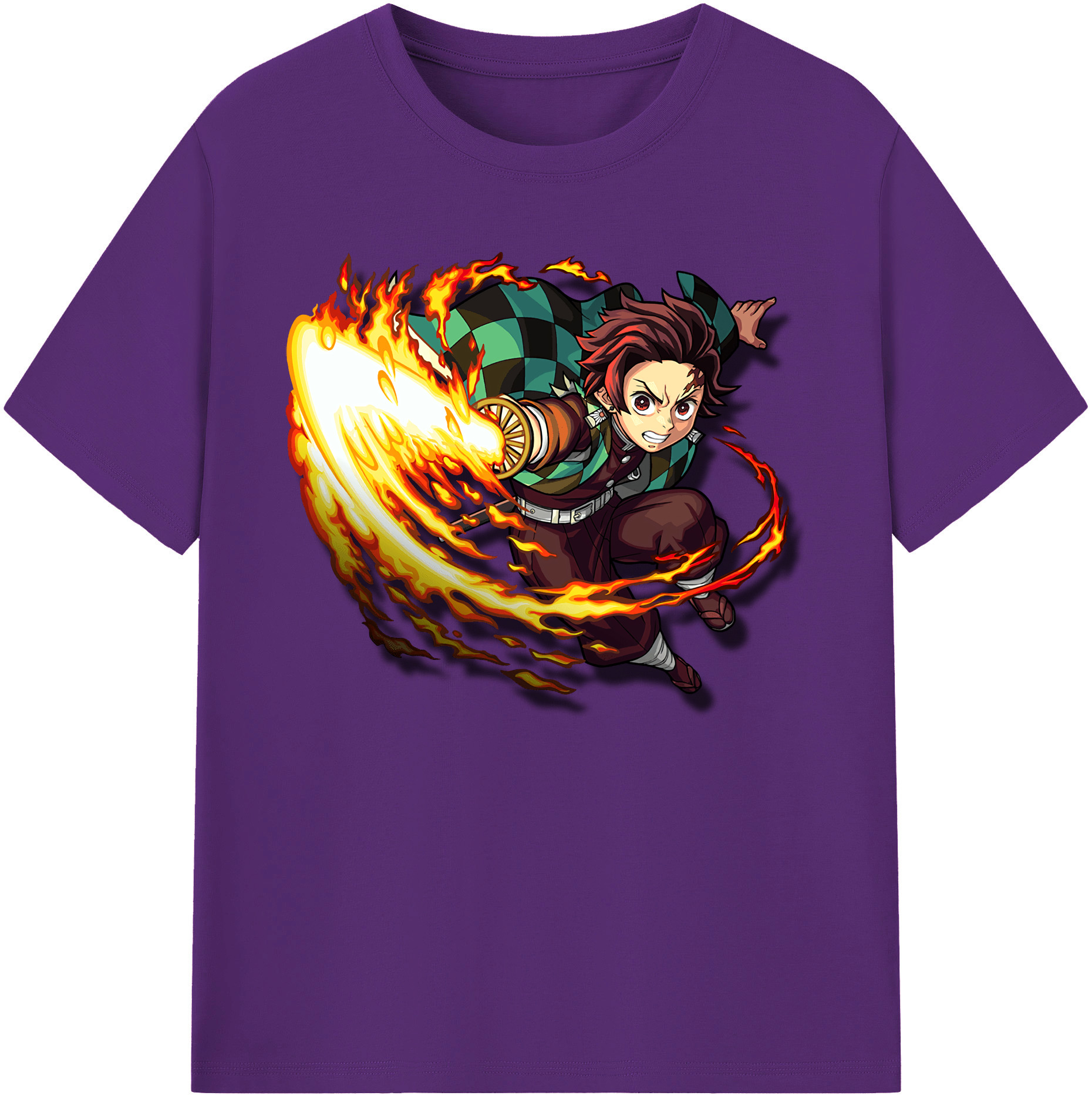 （画像用） 鬼滅の刃 竈門 炭治郎／かまど たんじろう Kamado Tanjirou 綿100％ メンズ半袖Tシャツ｜肌触りやわらか＆通気性