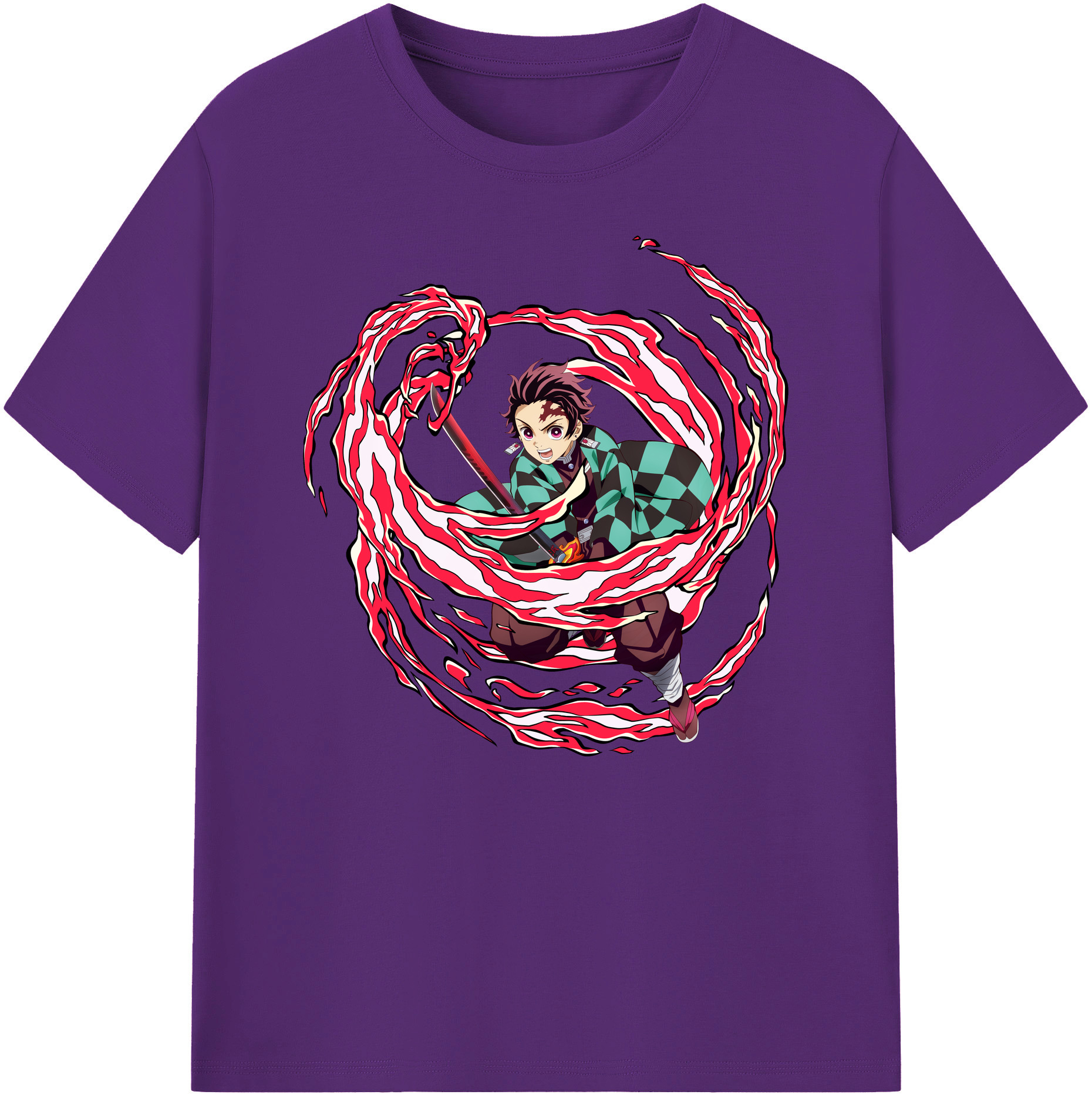 （画像用） 鬼滅の刃 竈門 炭治郎／かまど たんじろう Kamado Tanjirou 綿100％ メンズ半袖Tシャツ｜肌触りやわらか＆通気性