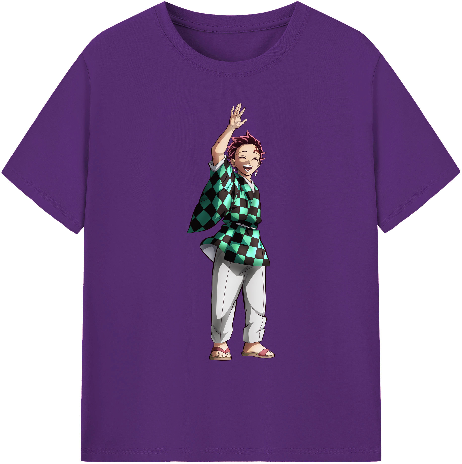 （画像用） 鬼滅の刃 竈門 炭治郎／かまど たんじろう Kamado Tanjirou 綿100％ メンズ半袖Tシャツ｜肌触りやわらか＆通気性