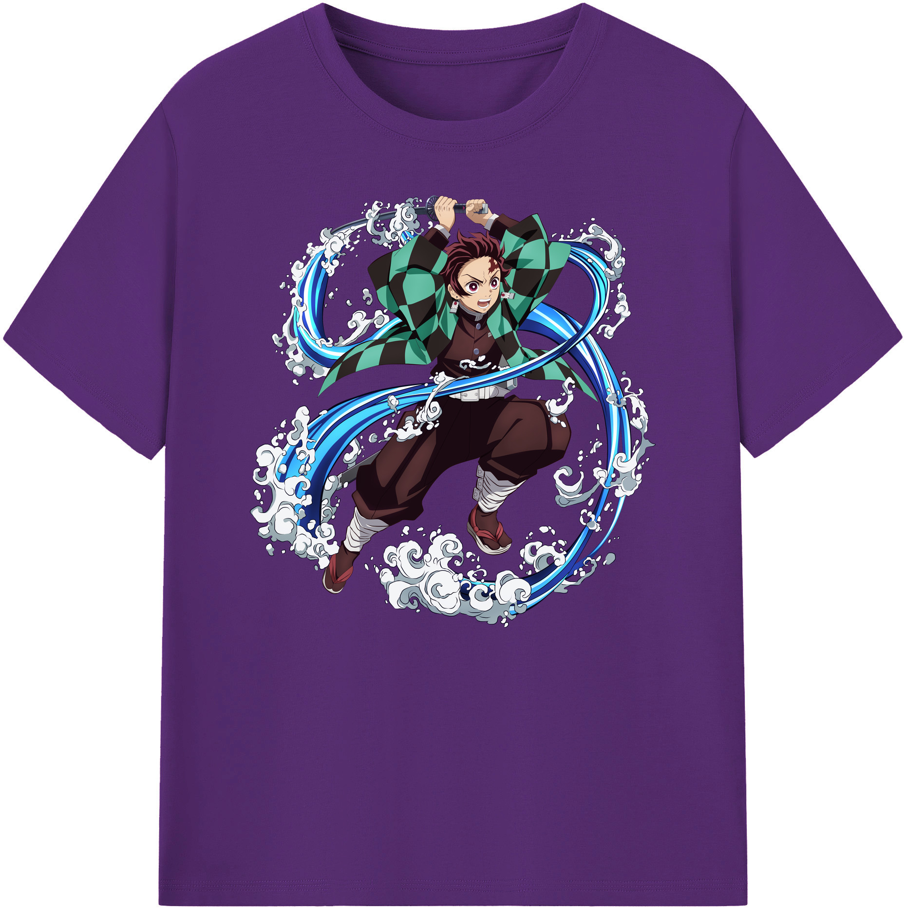 （画像用） 鬼滅の刃 竈門 炭治郎／かまど たんじろう Kamado Tanjirou 綿100％ メンズ半袖Tシャツ｜肌触りやわらか＆通気性
