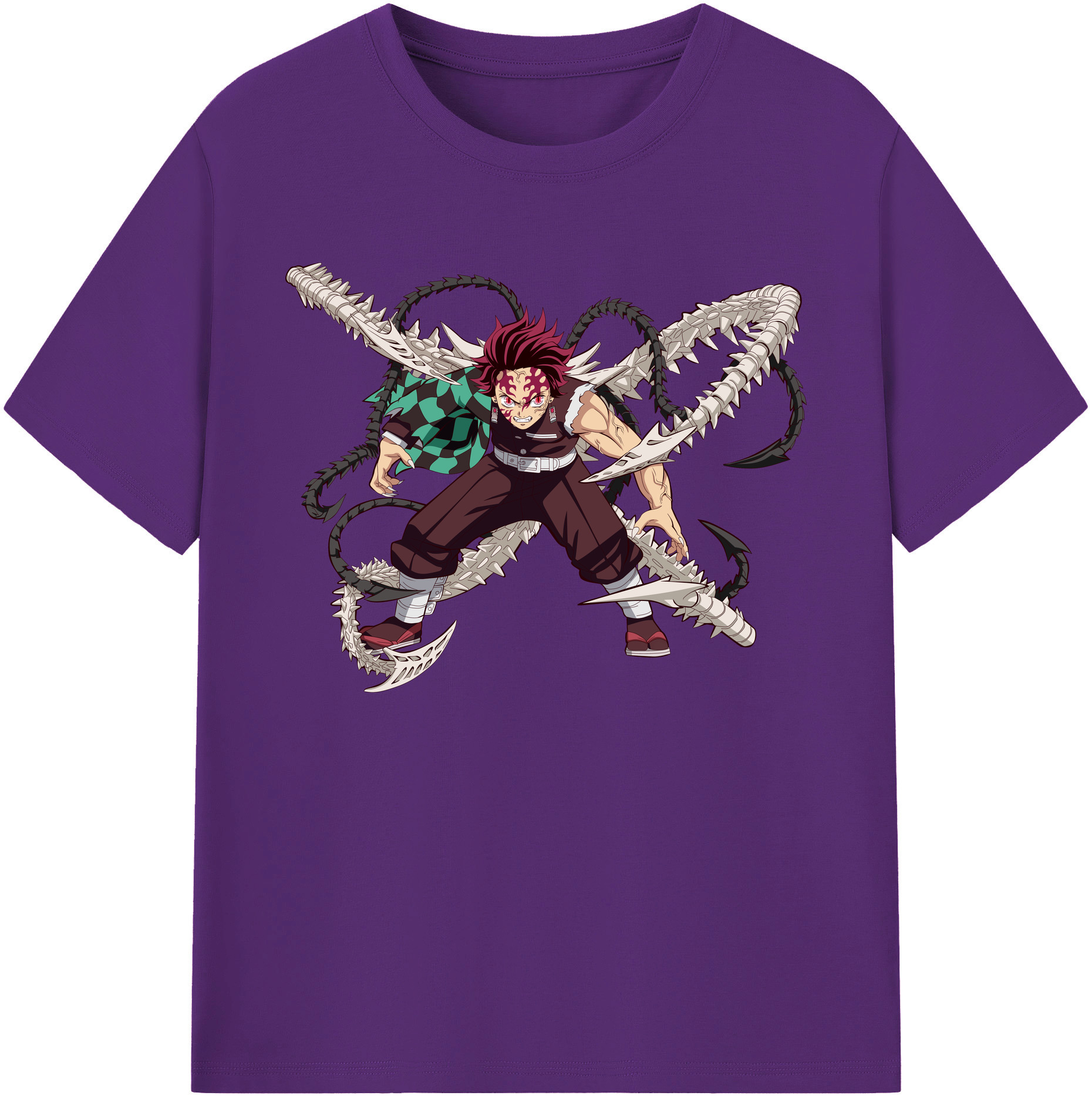 （画像用） 鬼滅の刃 竈門 炭治郎／かまど たんじろう Kamado Tanjirou 綿100％ メンズ半袖Tシャツ｜肌触りやわらか＆通気性