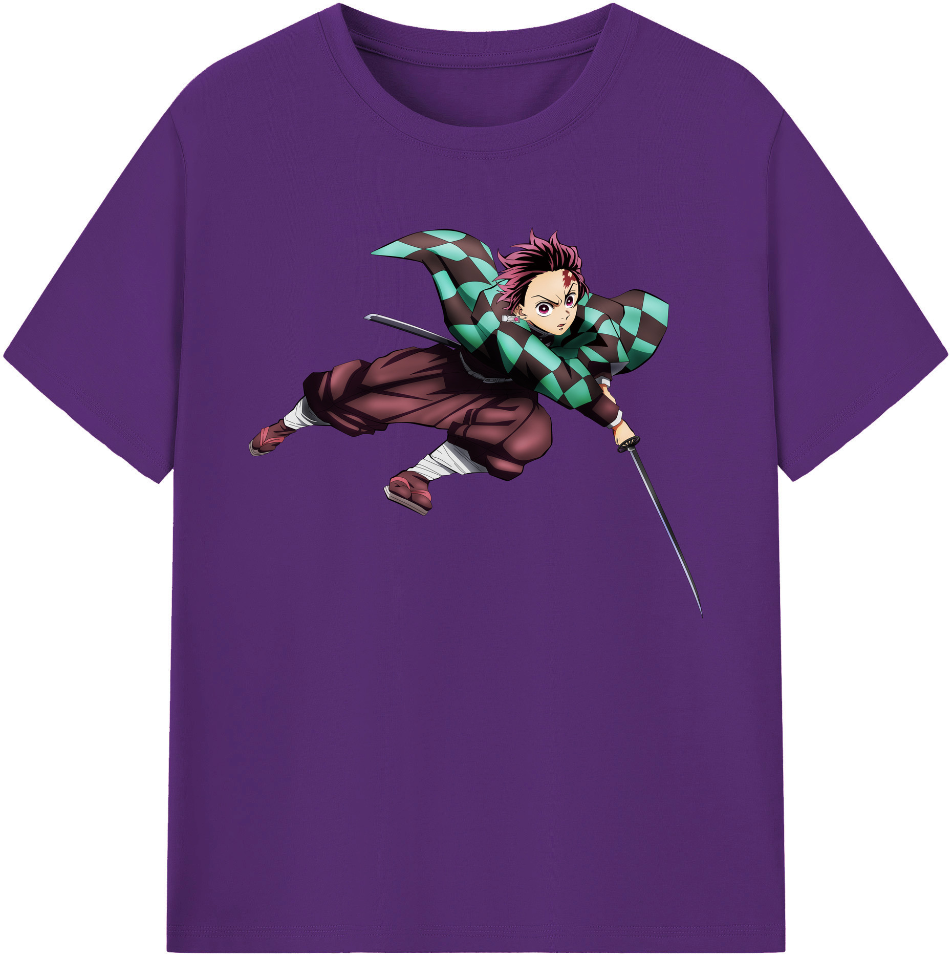 （画像用） 鬼滅の刃 竈門 炭治郎／かまど たんじろう Kamado Tanjirou 綿100％ メンズ半袖Tシャツ｜肌触りやわらか＆通気性
