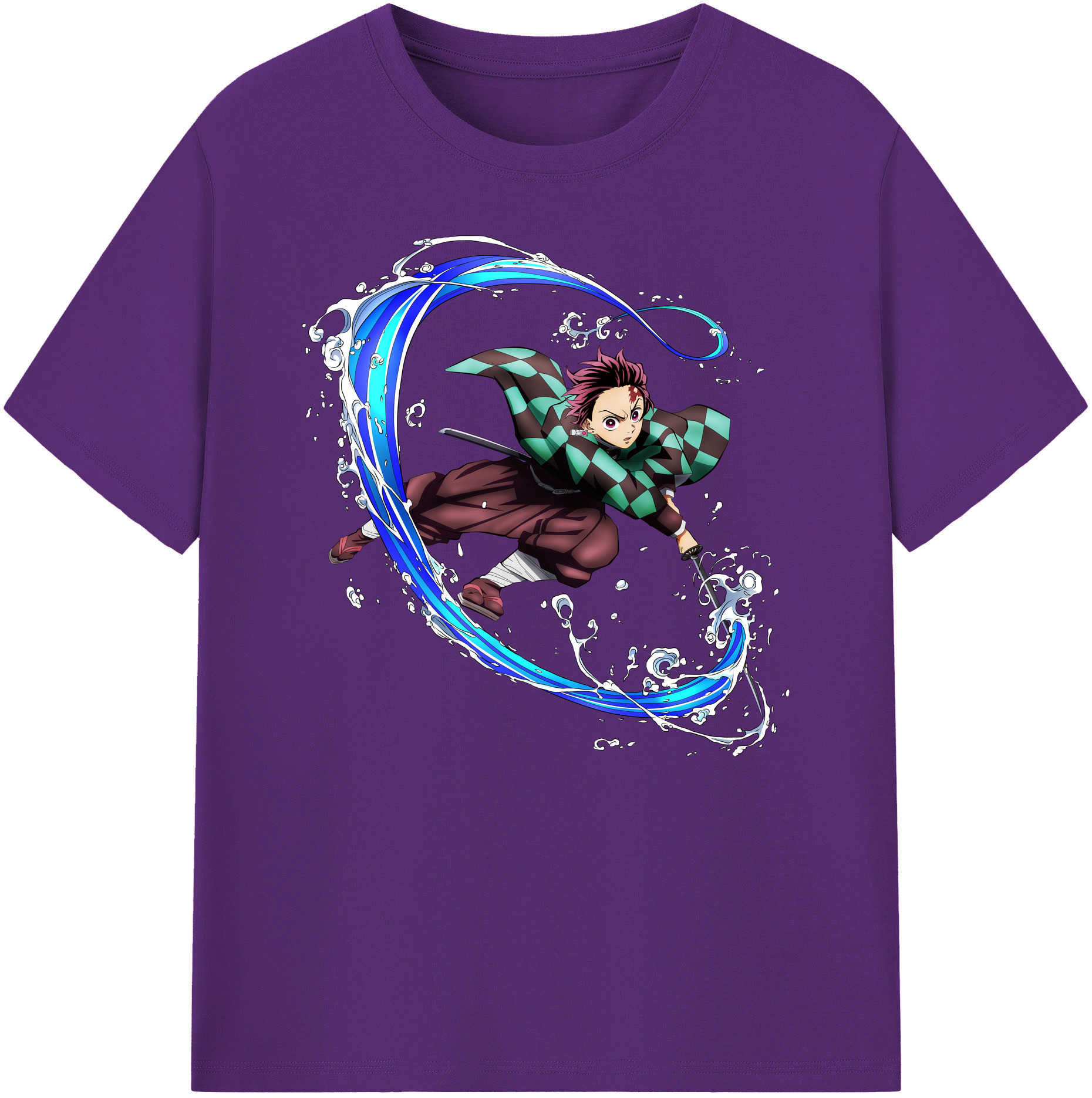 （画像用） 鬼滅の刃 竈門 炭治郎／かまど たんじろう Kamado Tanjirou 綿100％ メンズ半袖Tシャツ｜肌触りやわらか＆通気性