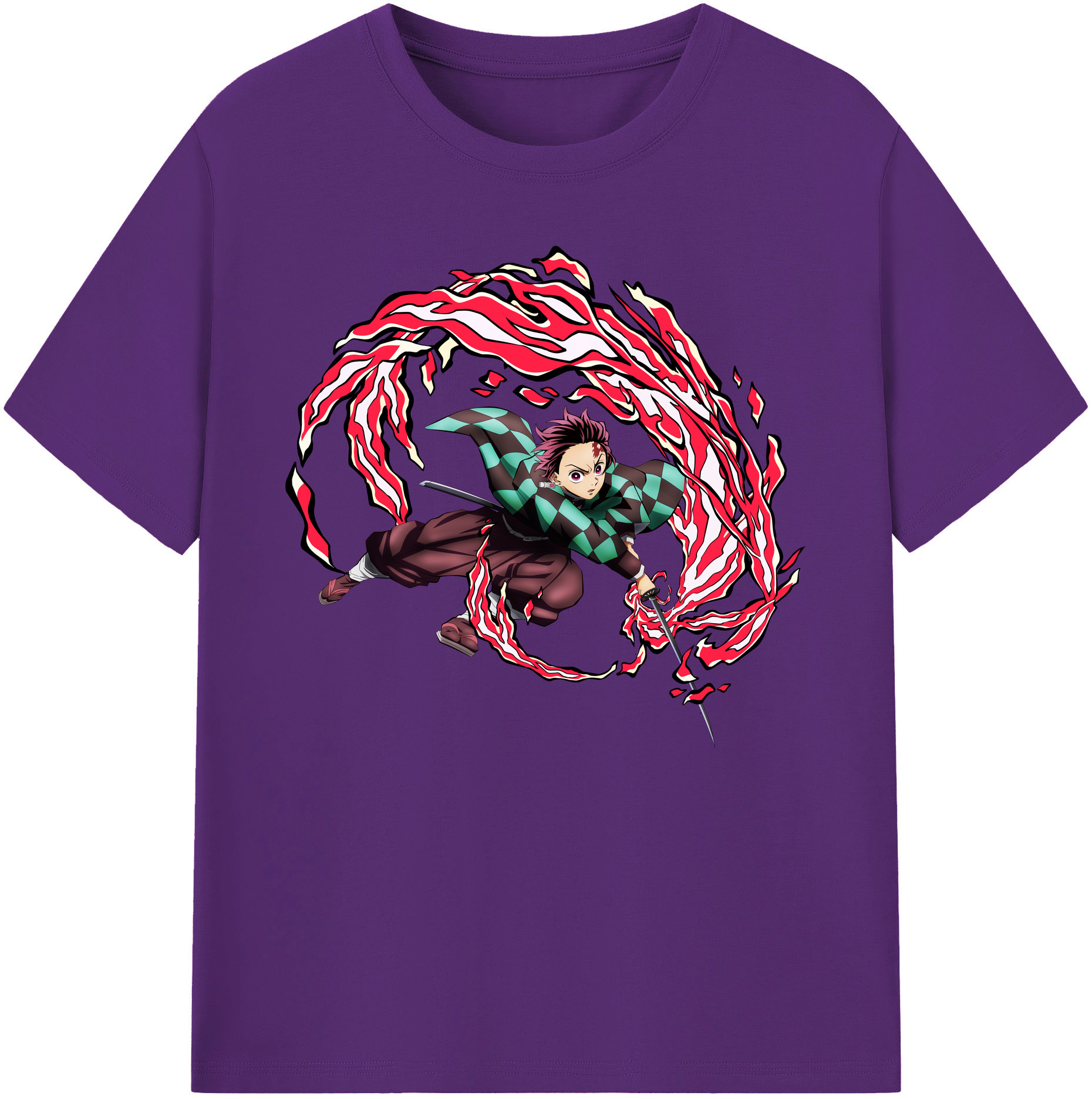 （画像用） 鬼滅の刃 竈門 炭治郎／かまど たんじろう Kamado Tanjirou 綿100％ メンズ半袖Tシャツ｜肌触りやわらか＆通気性
