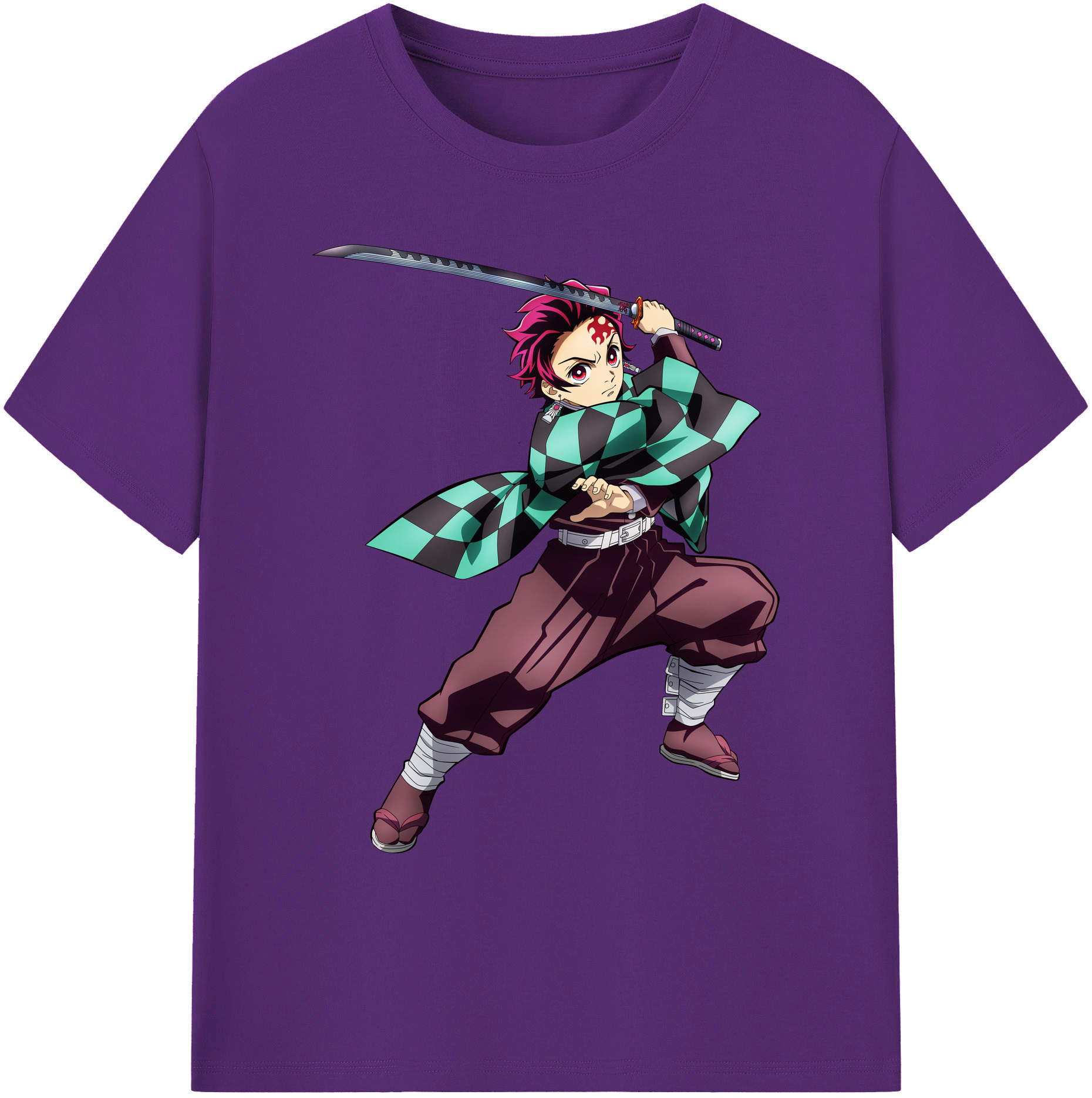 （画像用） 鬼滅の刃 竈門 炭治郎／かまど たんじろう Kamado Tanjirou 綿100％ メンズ半袖Tシャツ｜肌触りやわらか＆通気性