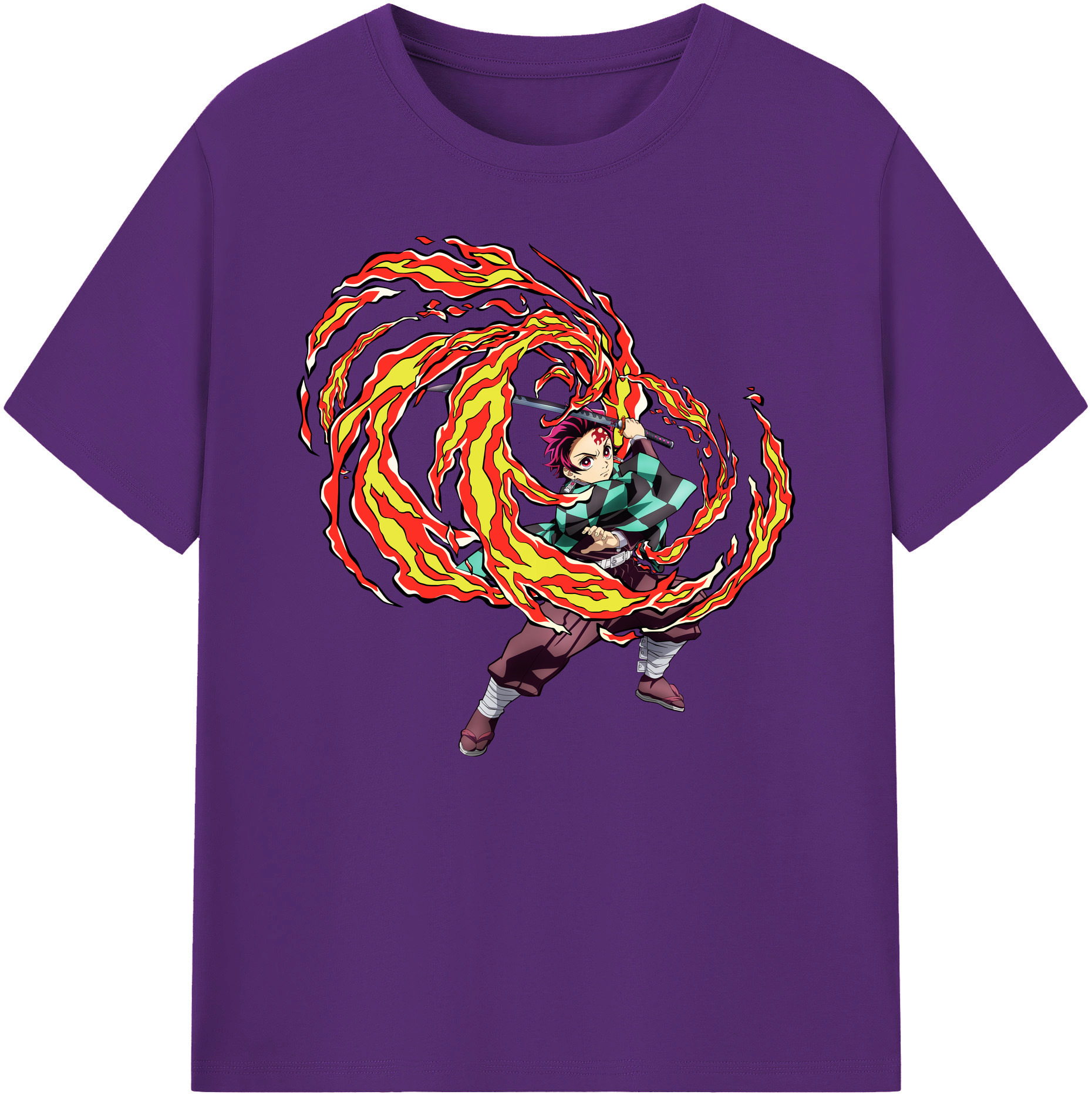（画像用） 鬼滅の刃 竈門 炭治郎／かまど たんじろう Kamado Tanjirou 綿100％ メンズ半袖Tシャツ｜肌触りやわらか＆通気性