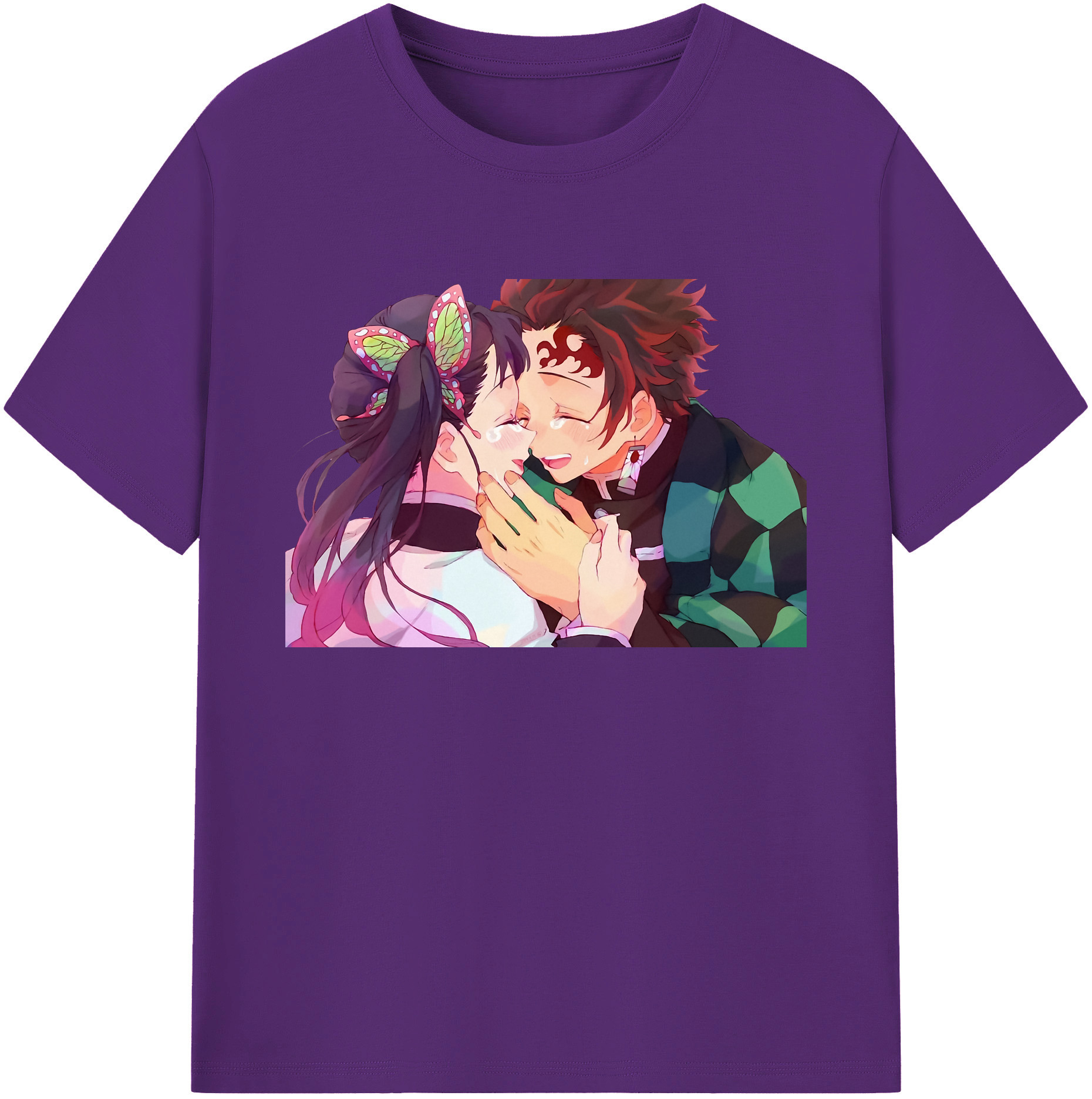（画像用） 鬼滅の刃 竈門 炭治郎／かまど たんじろう Kamado Tanjirou 綿100％ メンズ半袖Tシャツ｜肌触りやわらか＆通気性