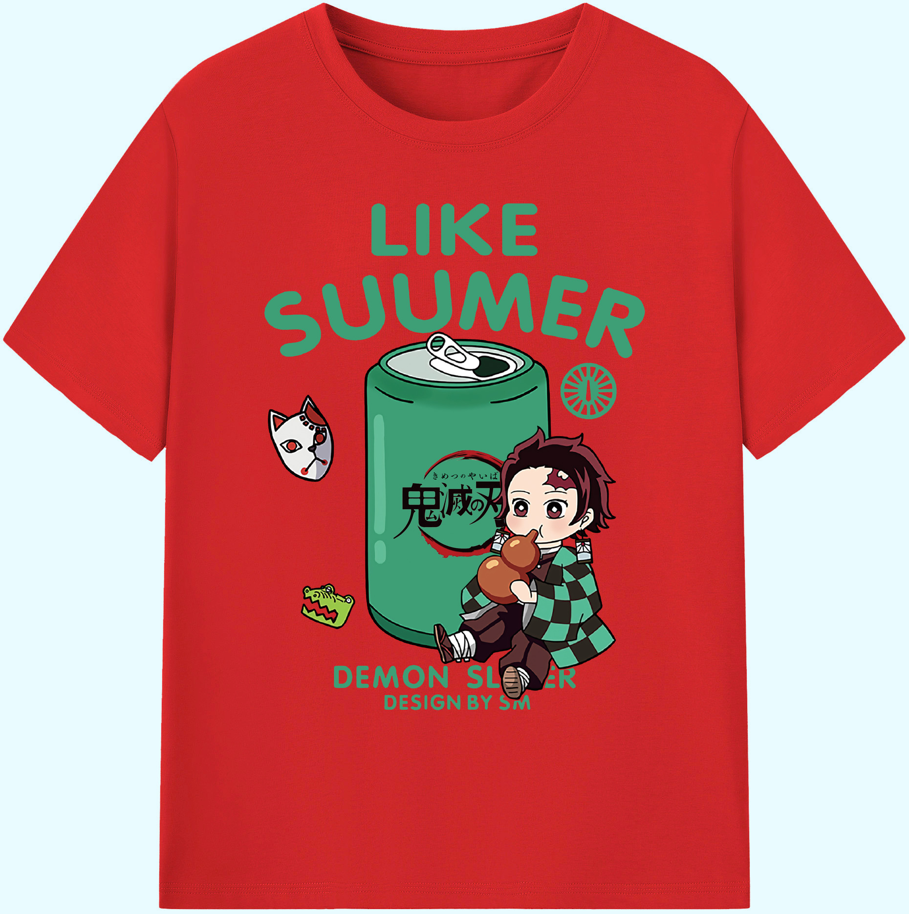（画像用） 鬼滅の刃 竈門 炭治郎／かまど たんじろう Kamado Tanjirou 綿100％ メンズ半袖Tシャツ｜肌触りやわらか＆通気性