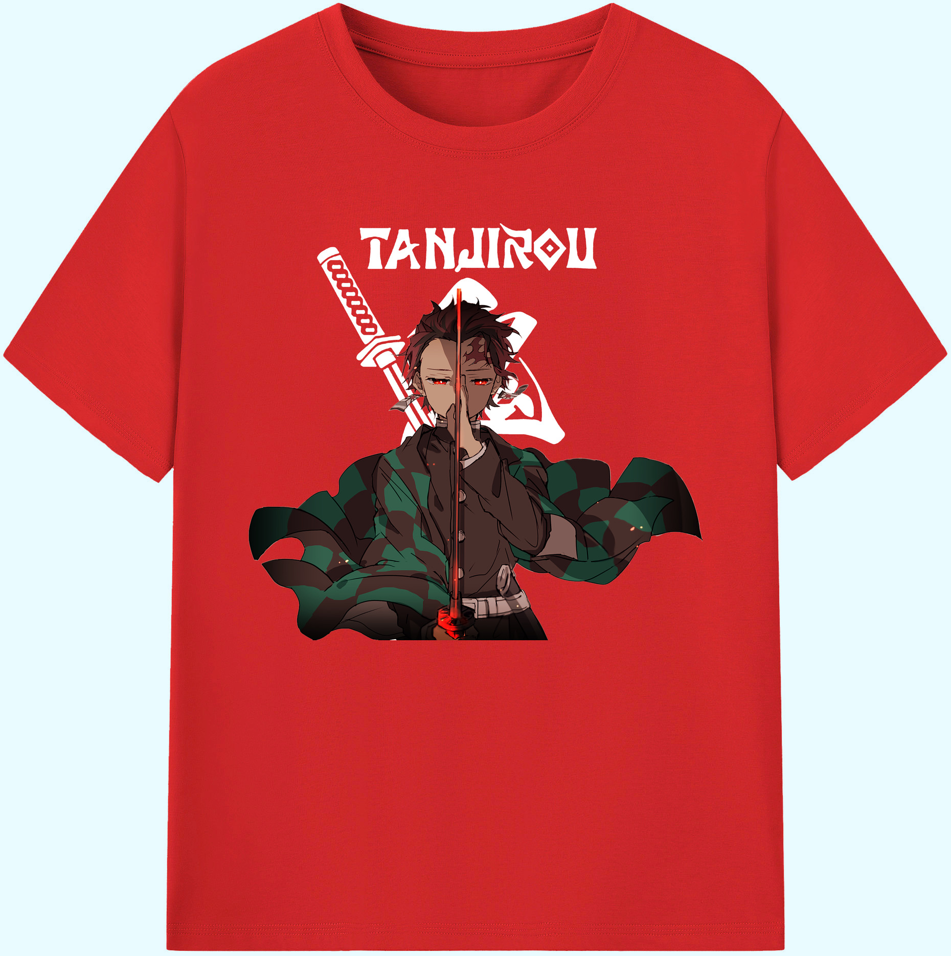 （画像用） 鬼滅の刃 竈門 炭治郎／かまど たんじろう Kamado Tanjirou 綿100％ メンズ半袖Tシャツ｜肌触りやわらか＆通気性