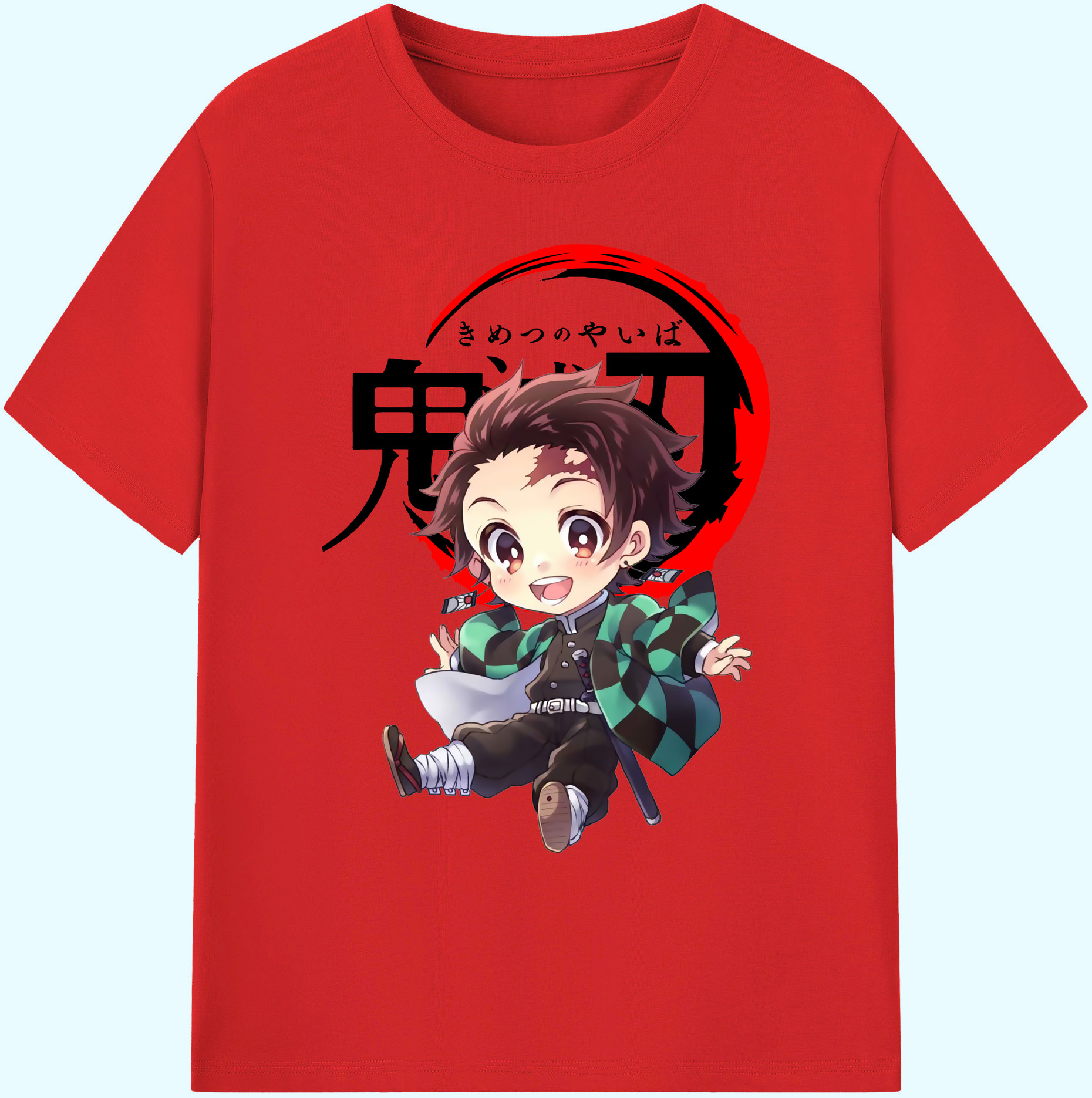 （画像用） 鬼滅の刃 竈門 炭治郎／かまど たんじろう Kamado Tanjirou 綿100％ メンズ半袖Tシャツ｜肌触りやわらか＆通気性