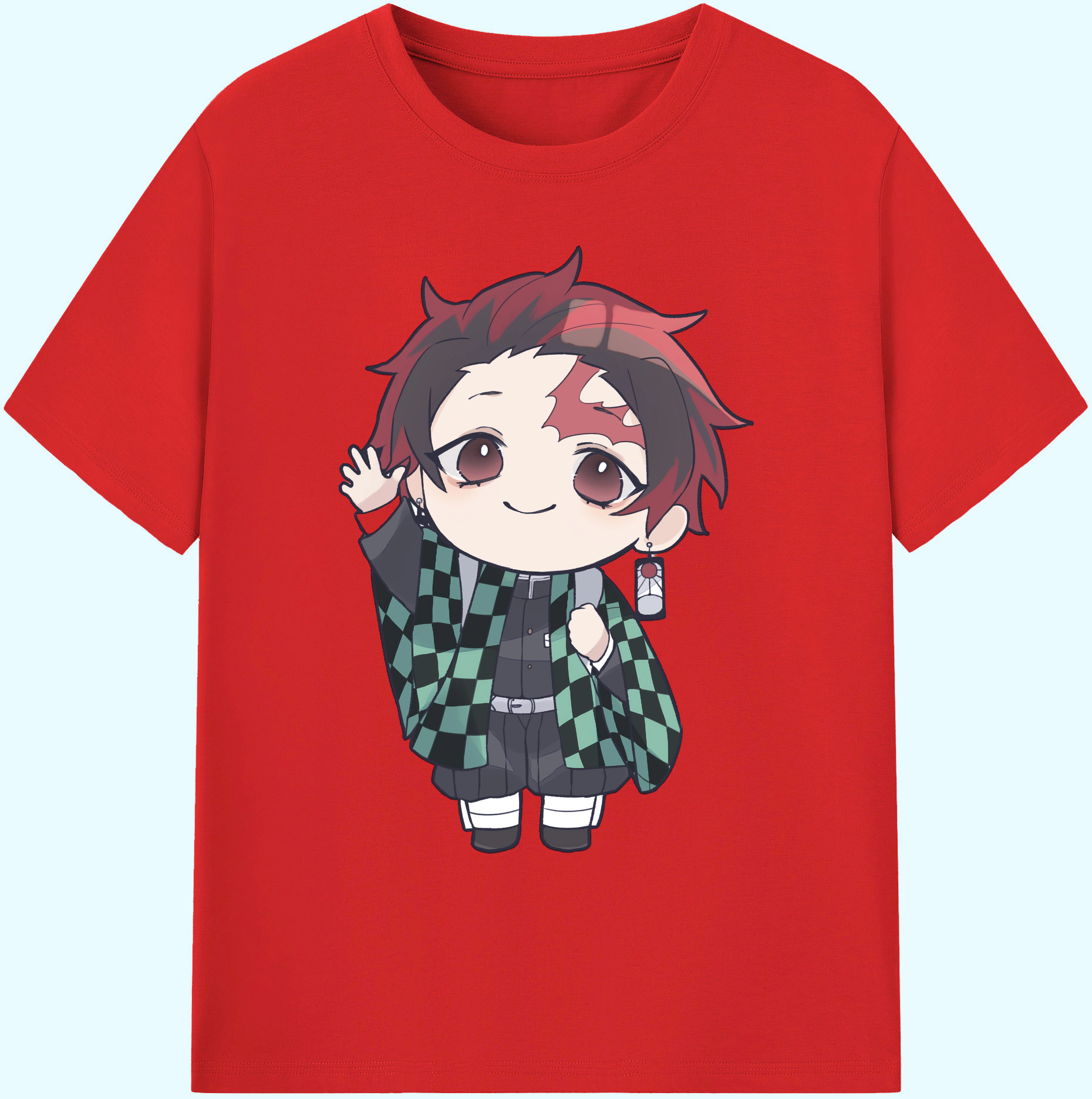 （画像用） 鬼滅の刃 竈門 炭治郎／かまど たんじろう Kamado Tanjirou 綿100％ メンズ半袖Tシャツ｜肌触りやわらか＆通気性