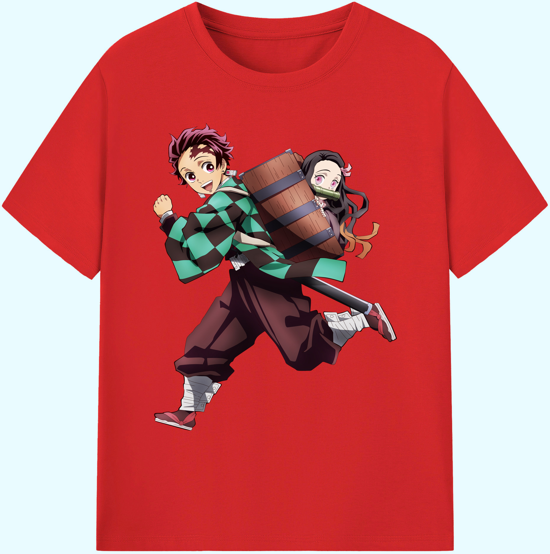 （画像用） 鬼滅の刃 竈門 炭治郎／かまど たんじろう Kamado Tanjirou 綿100％ メンズ半袖Tシャツ｜肌触りやわらか＆通気性