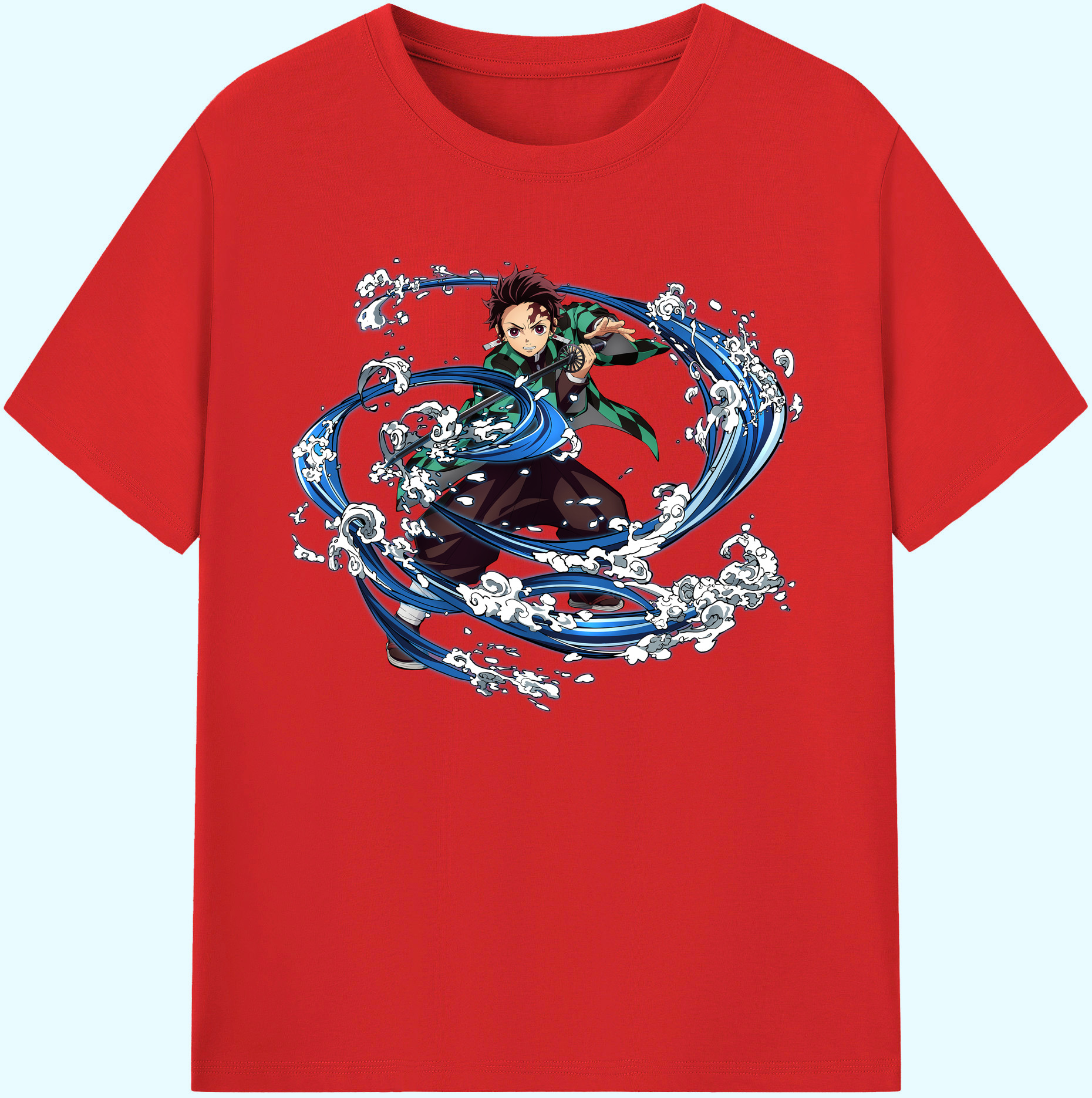 （画像用） 鬼滅の刃 竈門 炭治郎／かまど たんじろう Kamado Tanjirou 綿100％ メンズ半袖Tシャツ｜肌触りやわらか＆通気性