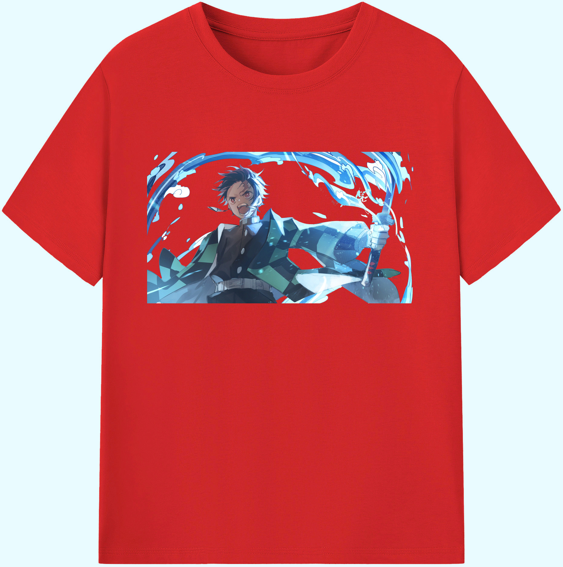 （画像用） 鬼滅の刃 竈門 炭治郎／かまど たんじろう Kamado Tanjirou 綿100％ メンズ半袖Tシャツ｜肌触りやわらか＆通気性