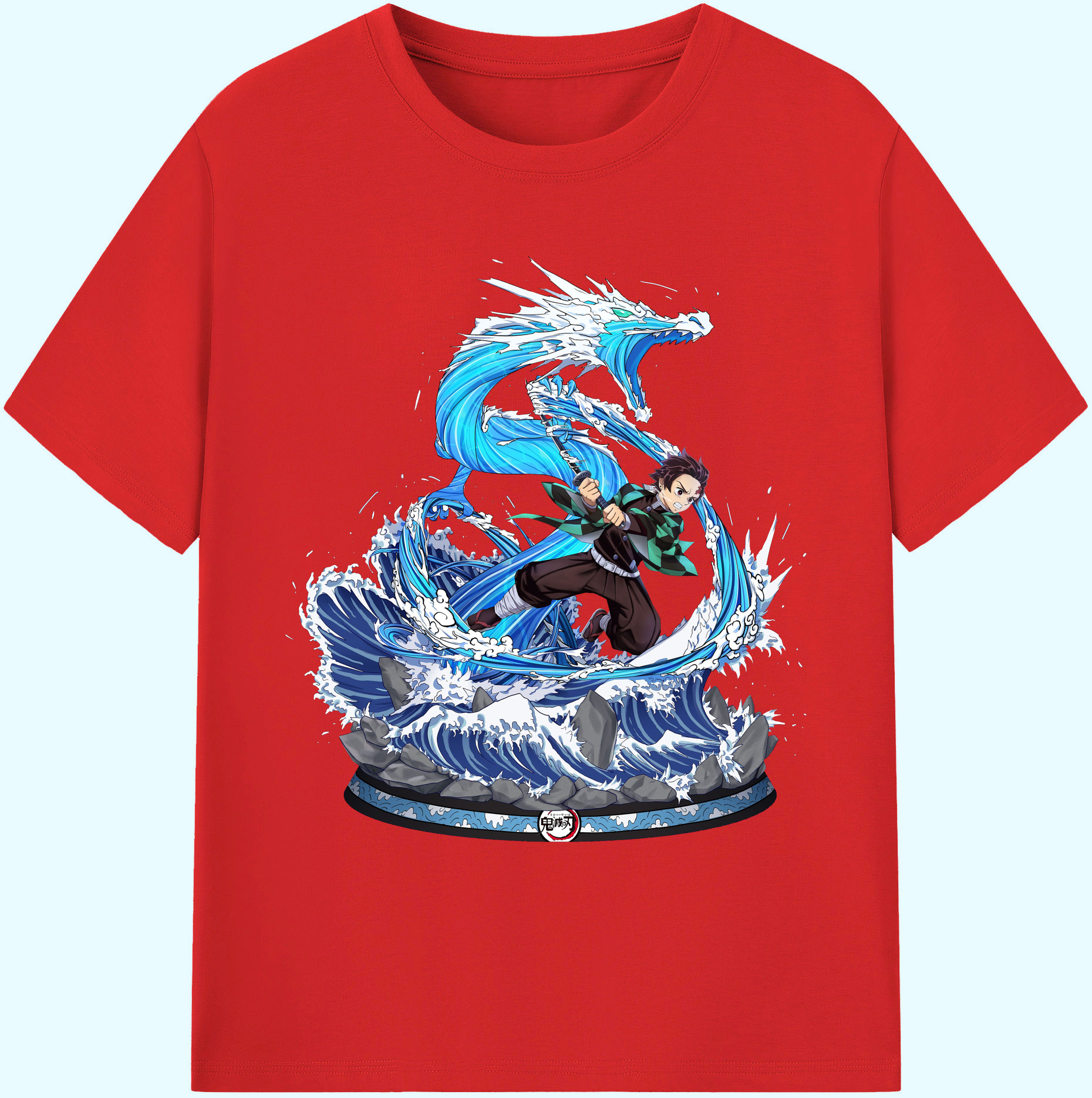 （画像用） 鬼滅の刃 竈門 炭治郎／かまど たんじろう Kamado Tanjirou 綿100％ メンズ半袖Tシャツ｜肌触りやわらか＆通気性