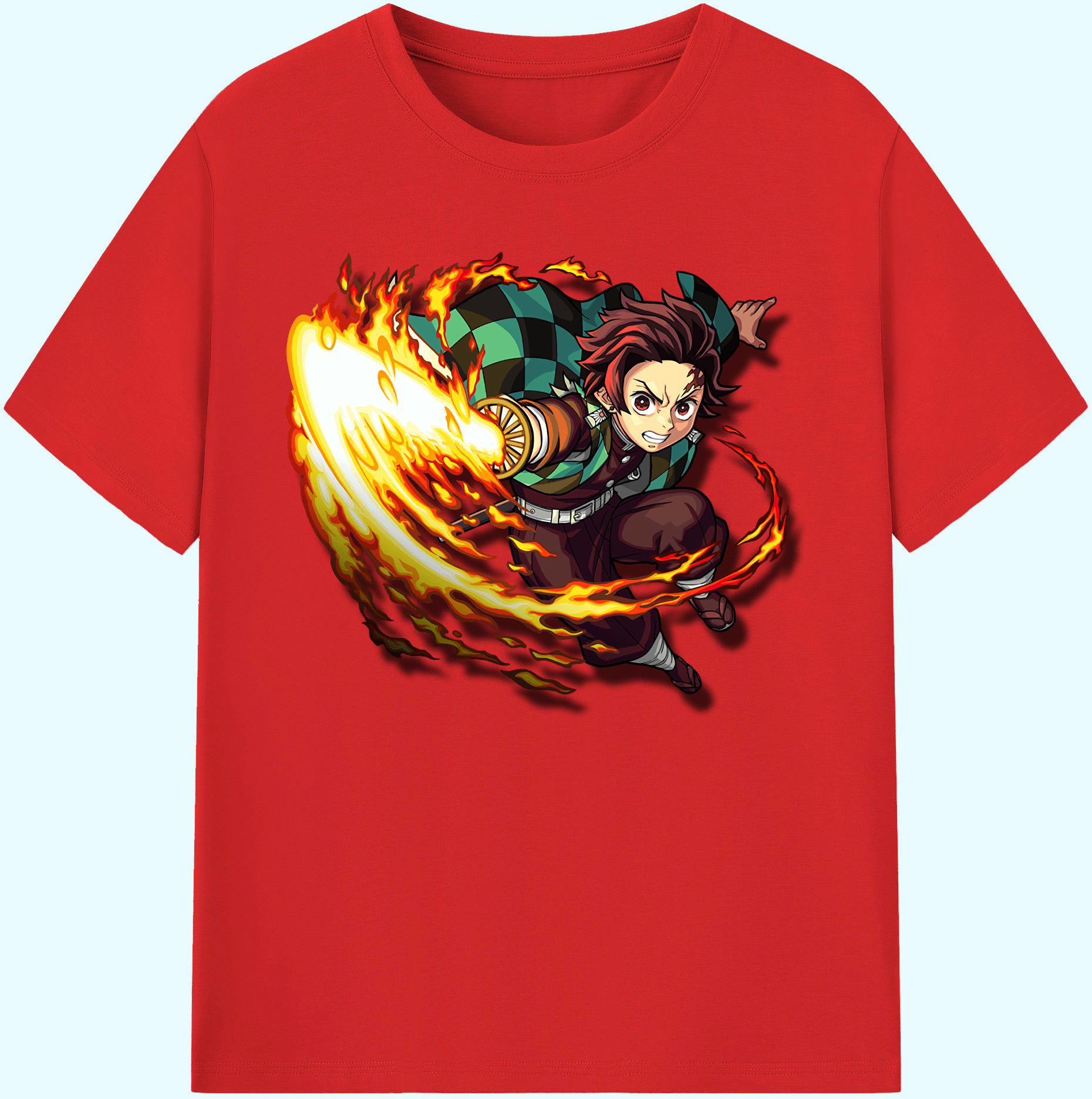 （画像用） 鬼滅の刃 竈門 炭治郎／かまど たんじろう Kamado Tanjirou 綿100％ メンズ半袖Tシャツ｜肌触りやわらか＆通気性