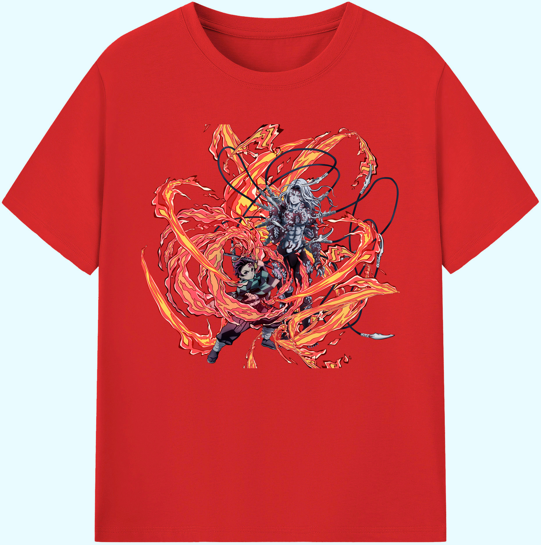 （画像用） 鬼滅の刃 竈門 炭治郎／かまど たんじろう Kamado Tanjirou 綿100％ メンズ半袖Tシャツ｜肌触りやわらか＆通気性