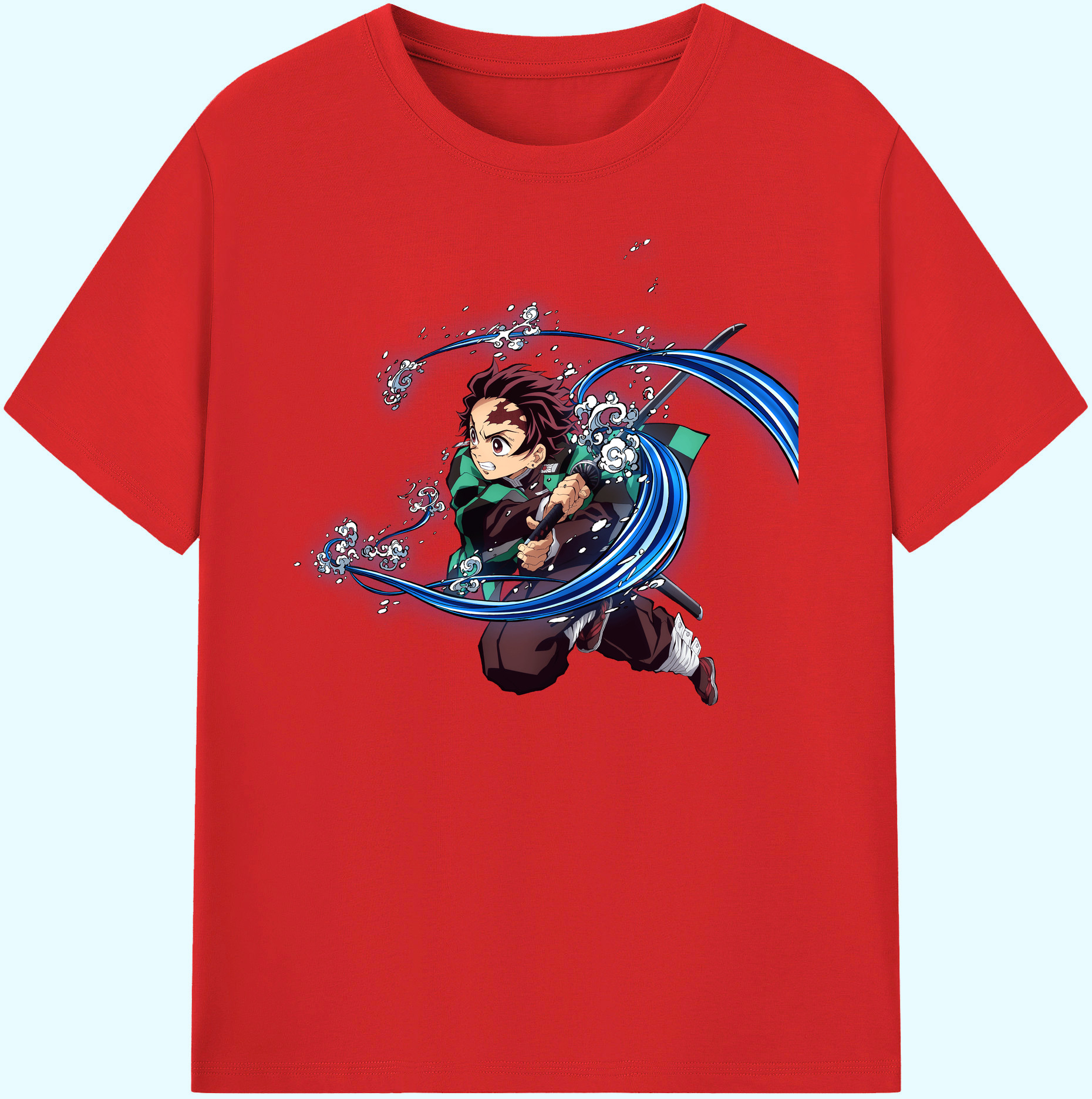（画像用） 鬼滅の刃 竈門 炭治郎／かまど たんじろう Kamado Tanjirou 綿100％ メンズ半袖Tシャツ｜肌触りやわらか＆通気性