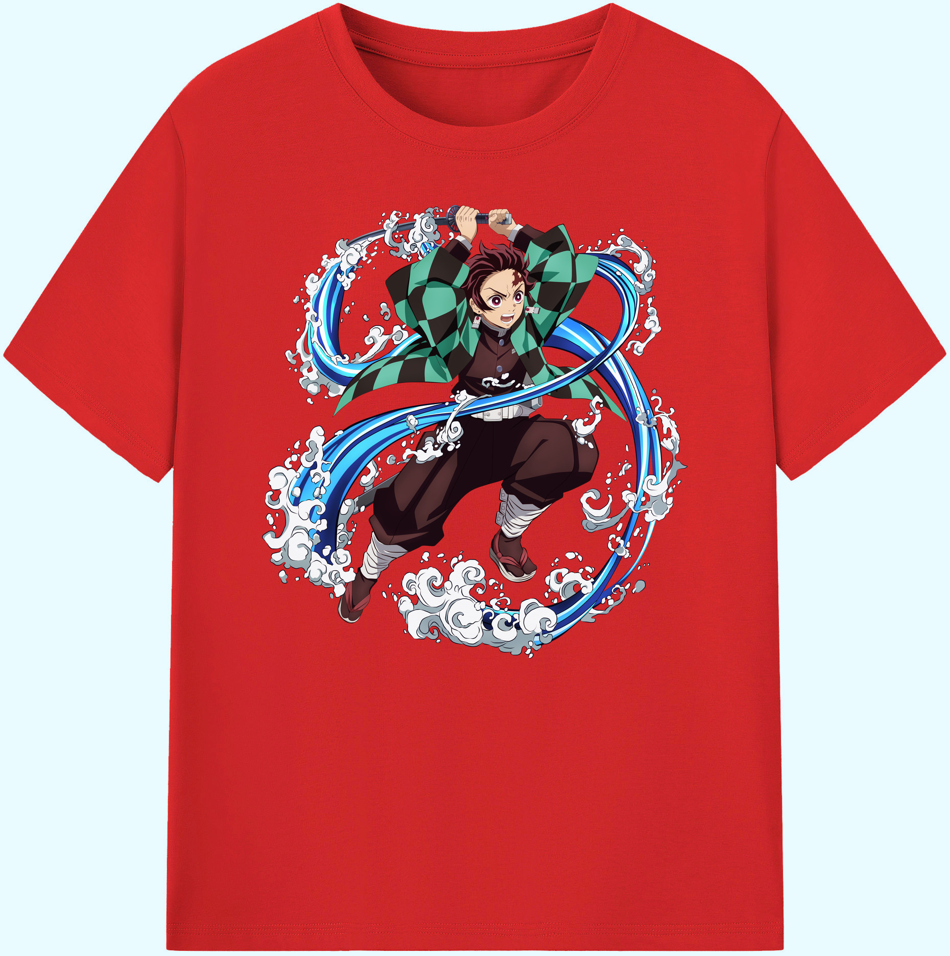 （画像用） 鬼滅の刃 竈門 炭治郎／かまど たんじろう Kamado Tanjirou 綿100％ メンズ半袖Tシャツ｜肌触りやわらか＆通気性